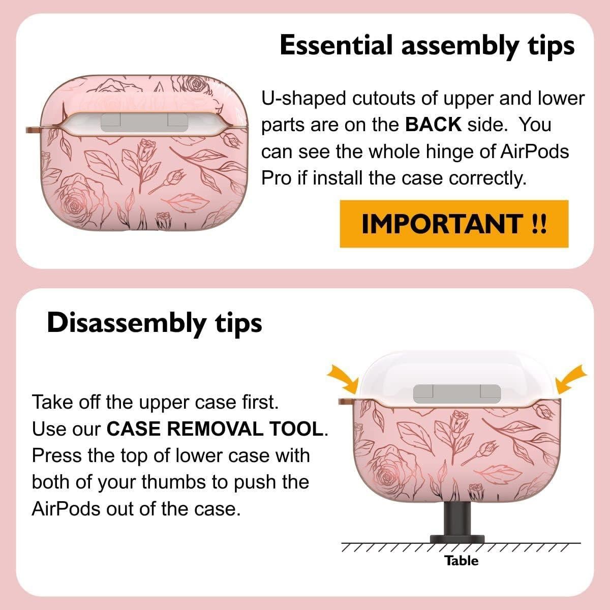 Funda TATOFY para AirPods Pro 2019 - Dorado Rosa, Protección Completa