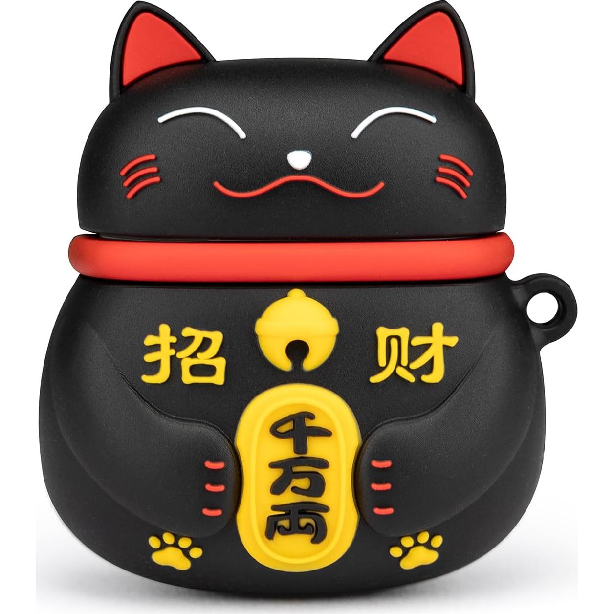 Funda de AirPods YONOCOSTA Gato Negro de la Suerte PVC