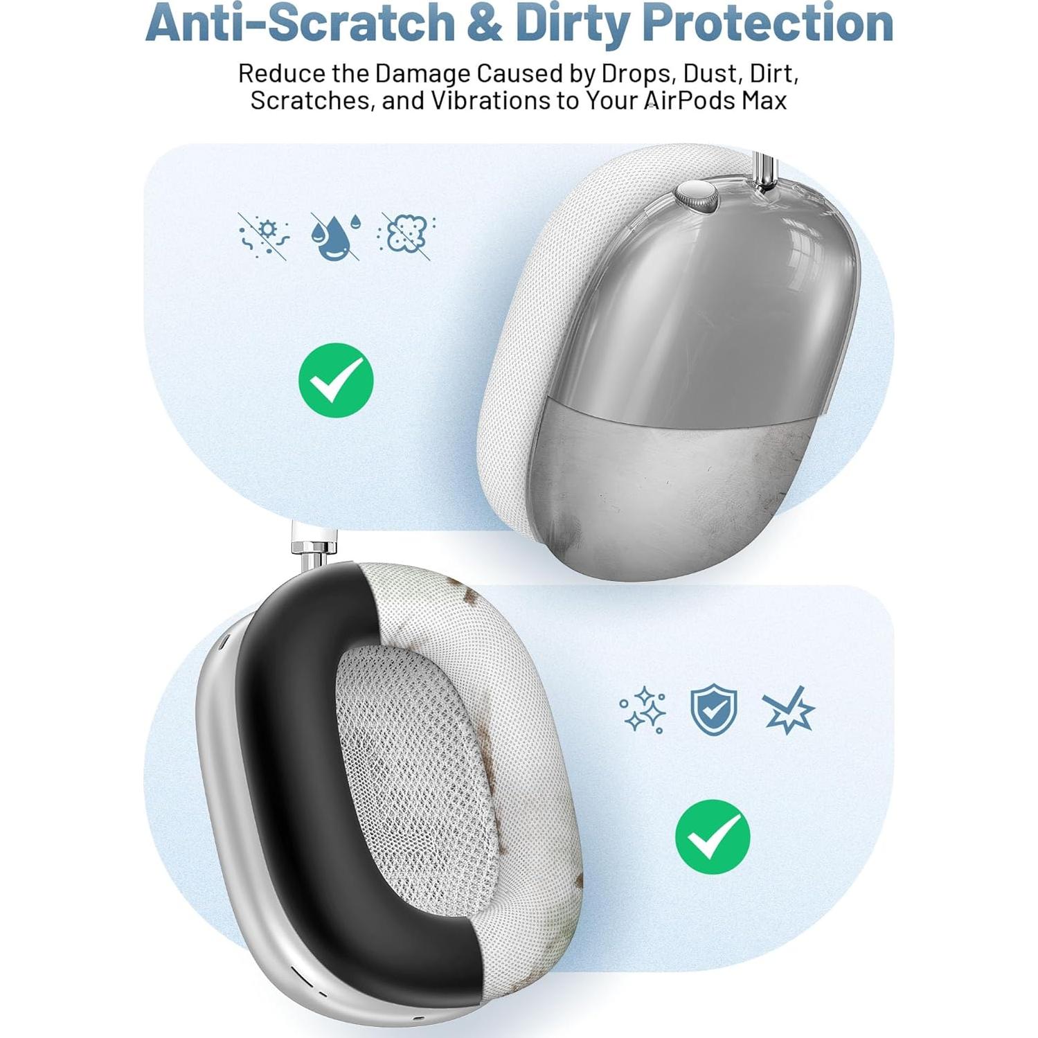 Funda de silicona 4 en 1 para AirPods Max Cverny - Negro