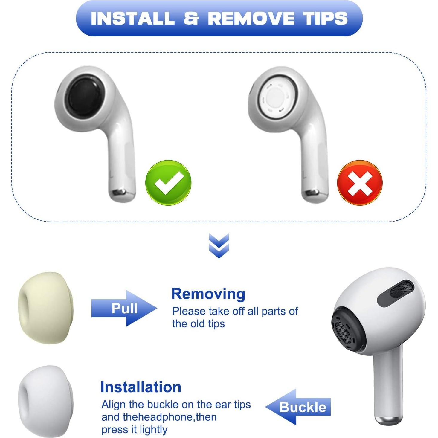 Puntas de Silicona W&Y para AirPods Pro 1ra y 2da Gen - 6 Pares