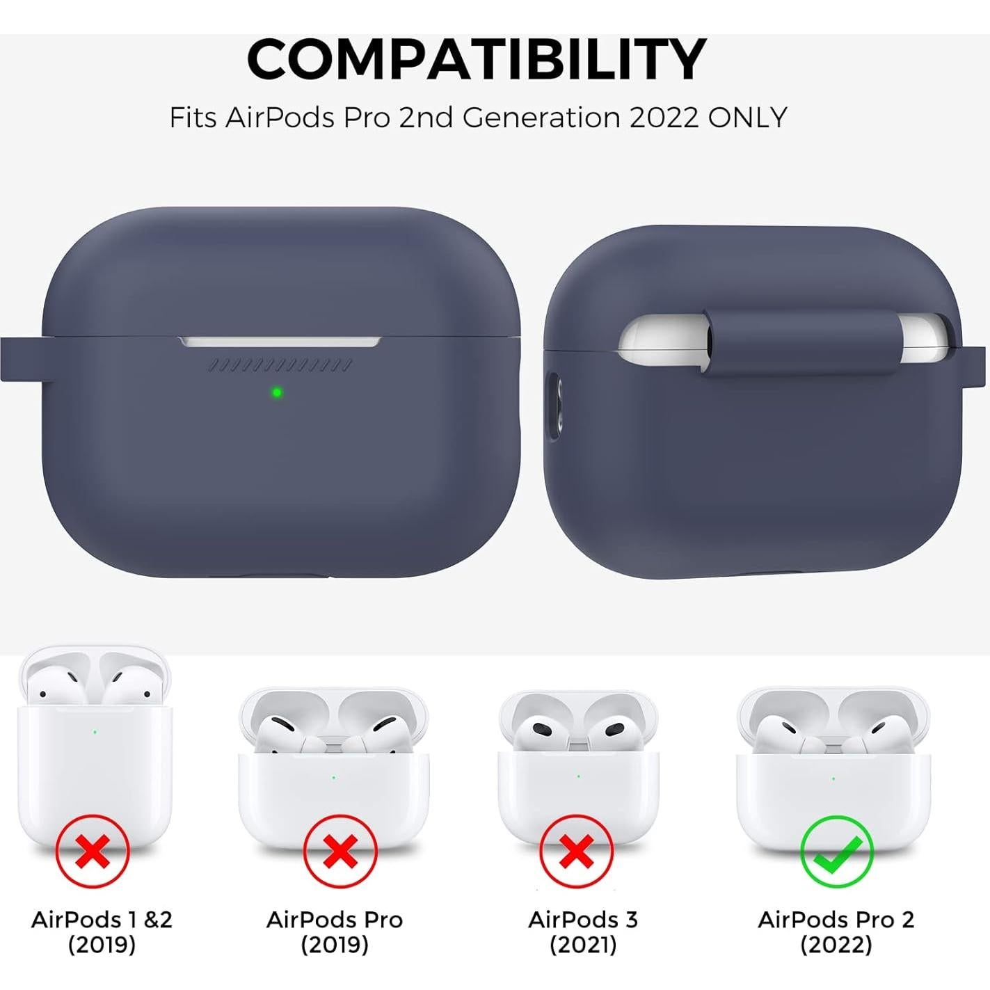Funda Silicona Premium AhaStyle para AirPods Pro 2 - Azul Medianoche