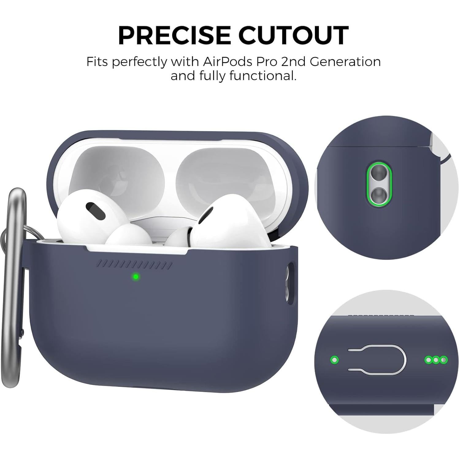 Funda Silicona Premium AhaStyle para AirPods Pro 2 - Azul Medianoche