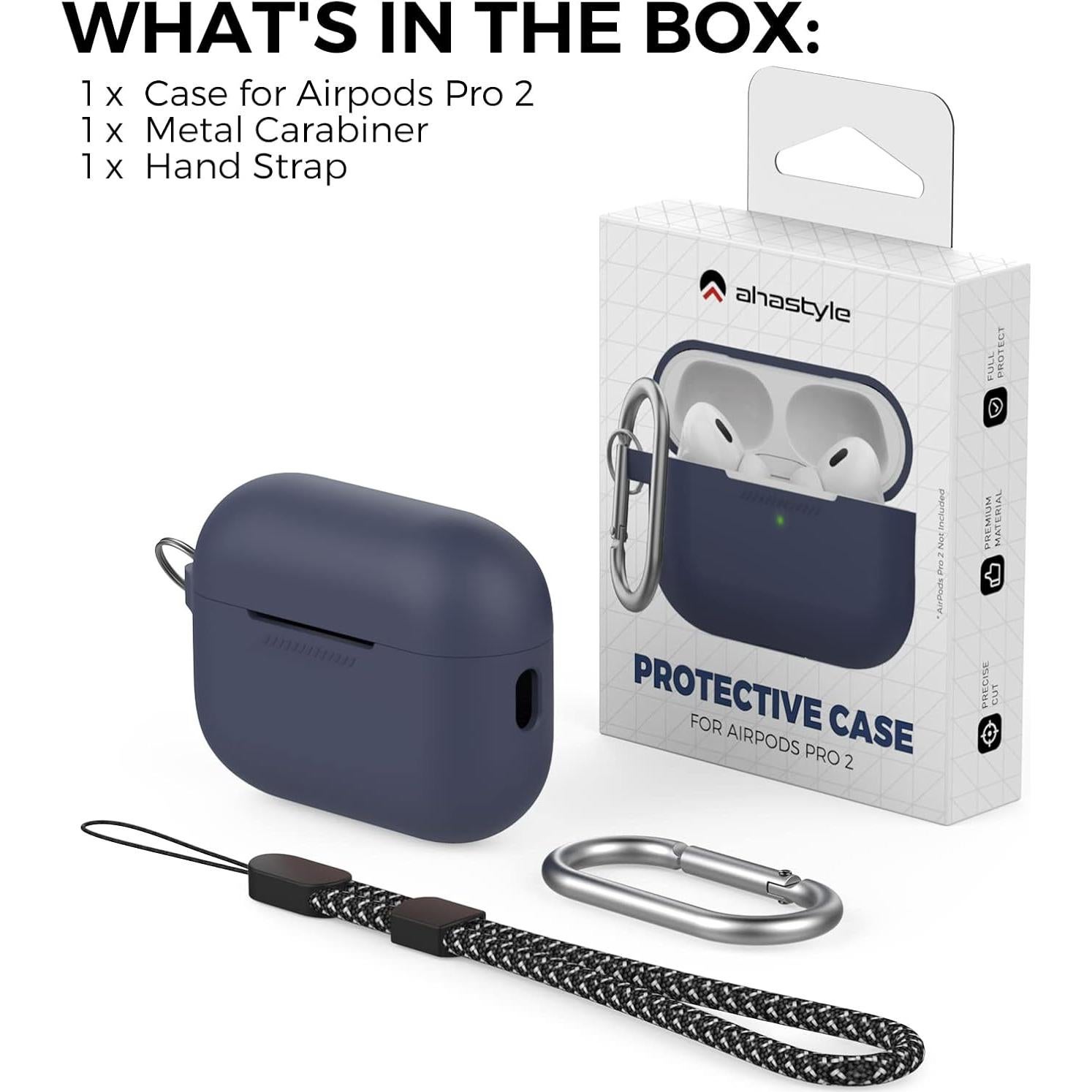 Funda Silicona Premium AhaStyle para AirPods Pro 2 - Azul Medianoche
