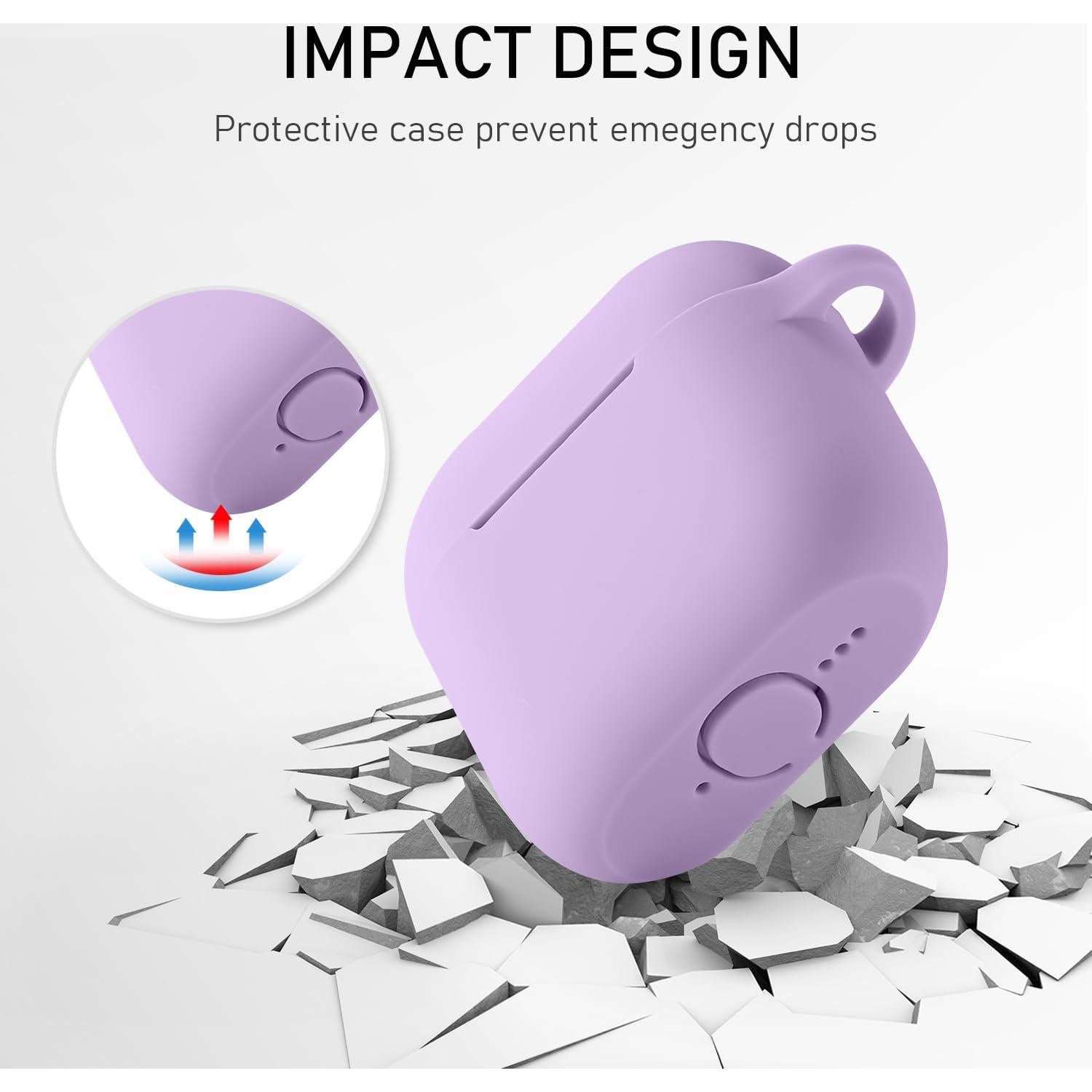 Funda de Silicona Maxjoy para AirPods 4ta Generación 2024 - Púrpura Lavanda con Kit de Limpieza
