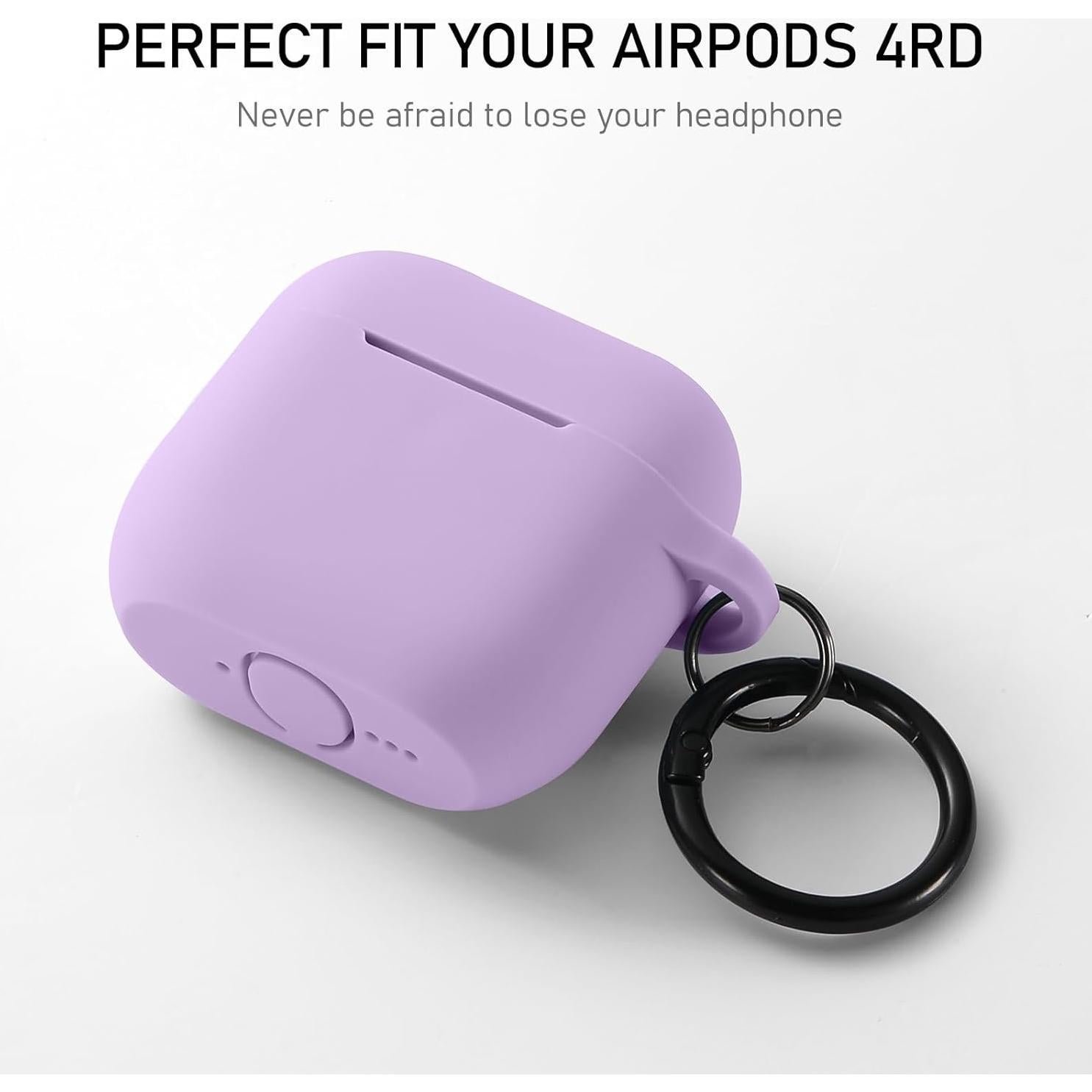 Funda de Silicona Maxjoy para AirPods 4ta Generación 2024 - Púrpura Lavanda con Kit de Limpieza