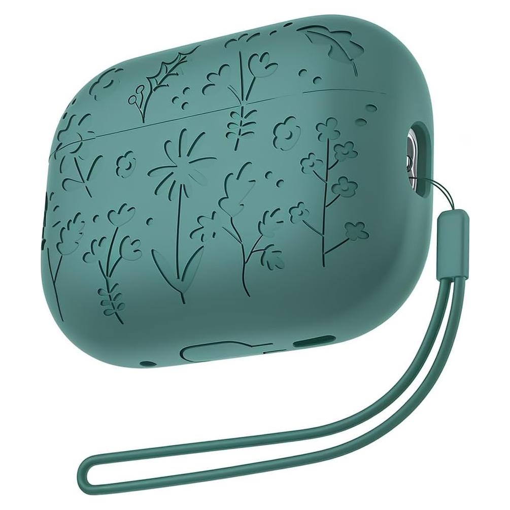 Funda Silicona Verde Floral para AirPods Pro 2da Gen 2022