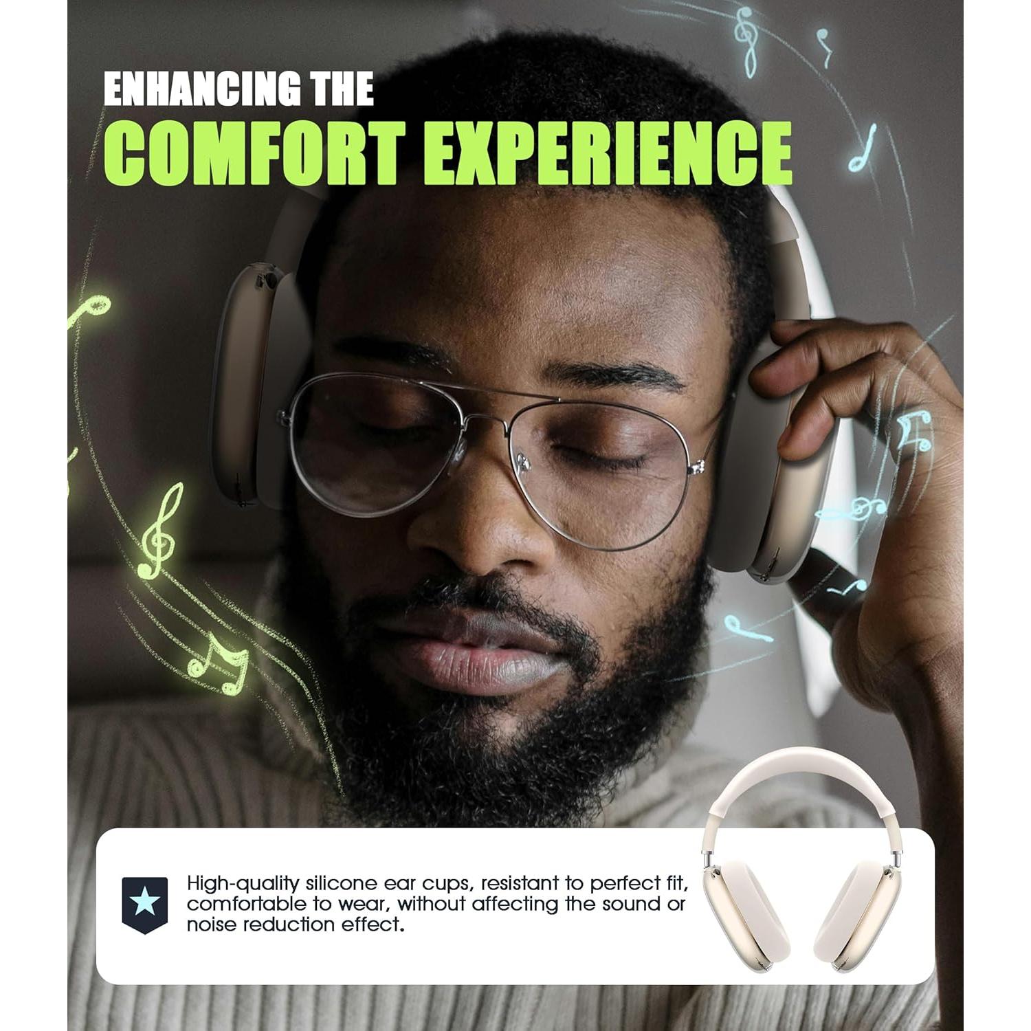 Funda Seltureone 4 en 1 para AirPods Max - Silicona TPU Transparente