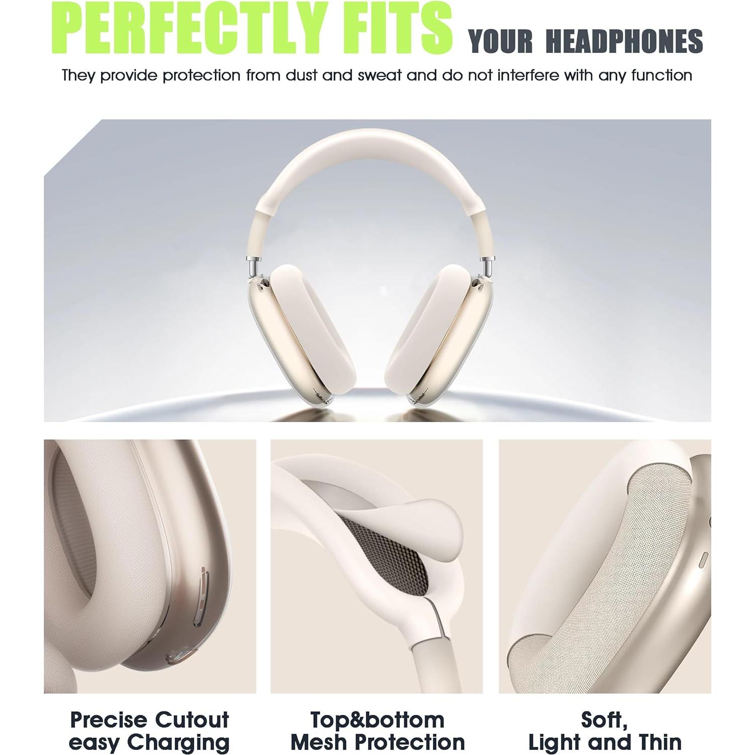 Funda Seltureone 4 en 1 para AirPods Max - Silicona TPU Transparente