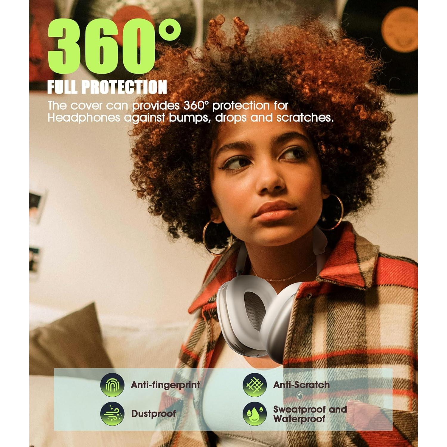 Funda Seltureone 4 en 1 para AirPods Max - Silicona TPU Transparente