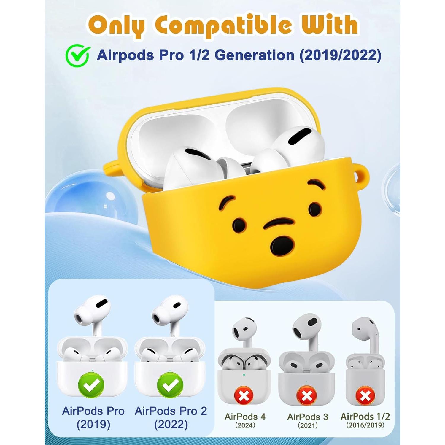 Funda de Silicona Boaretiu Oso Kawaii Amarillo para AirPods Pro