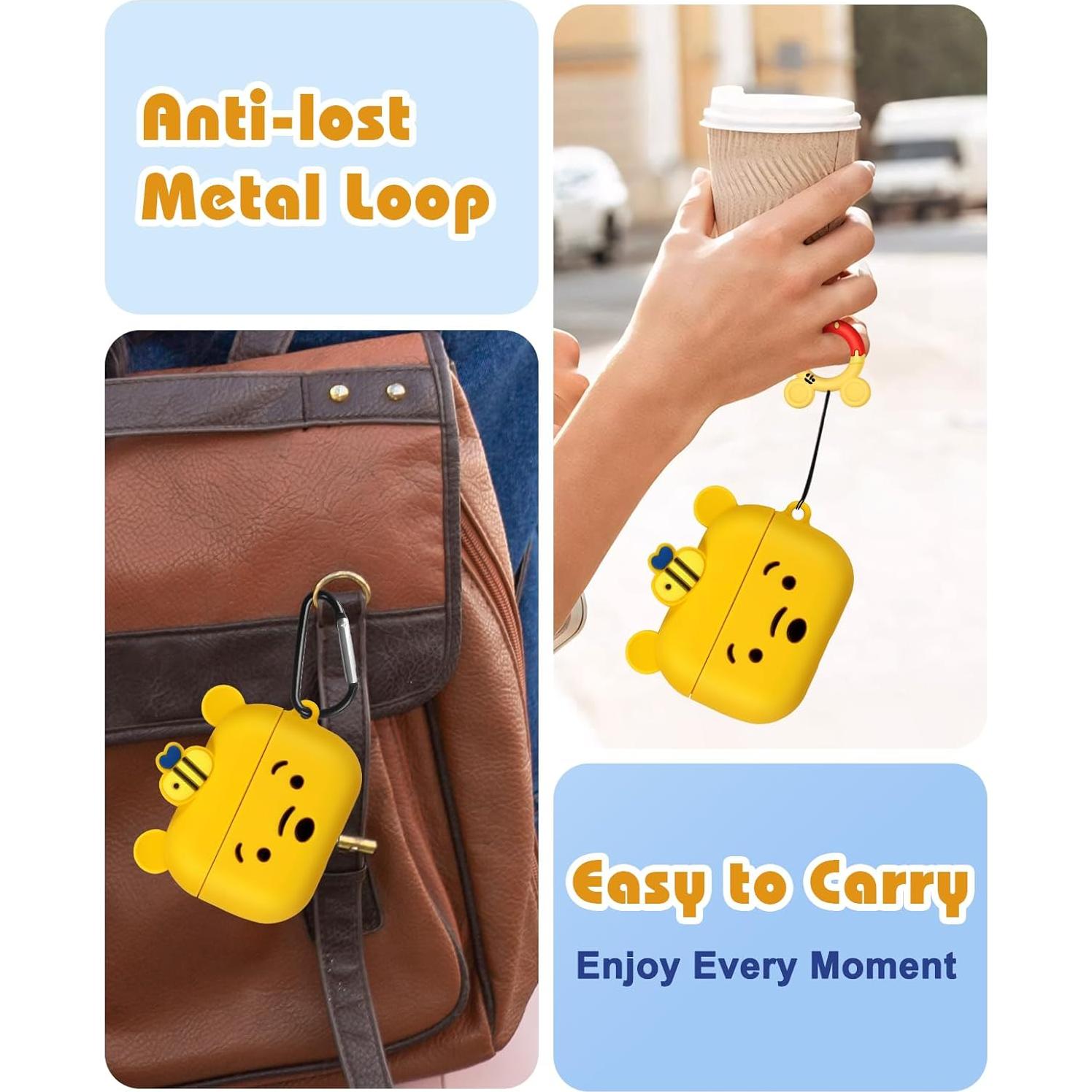 Funda de Silicona Boaretiu Oso Kawaii Amarillo para AirPods Pro