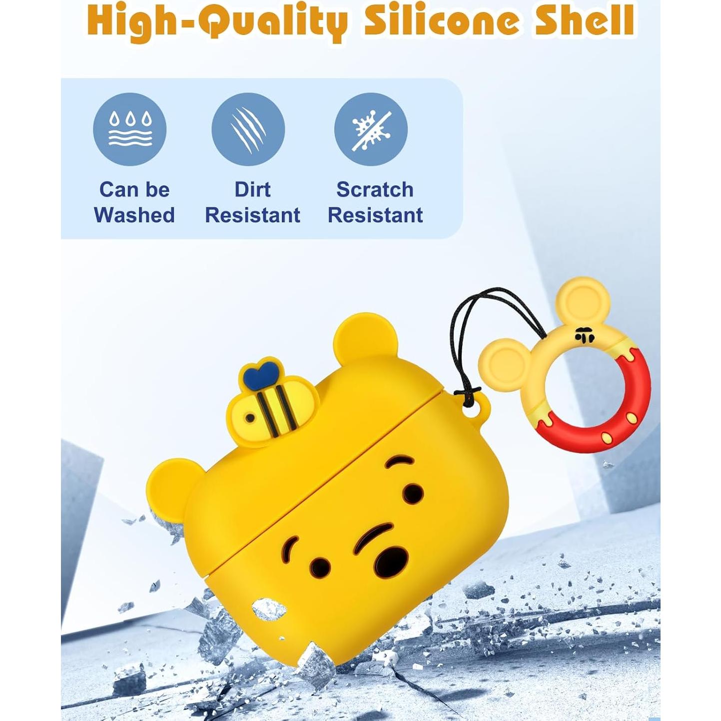 Funda de Silicona Boaretiu Oso Kawaii Amarillo para AirPods Pro