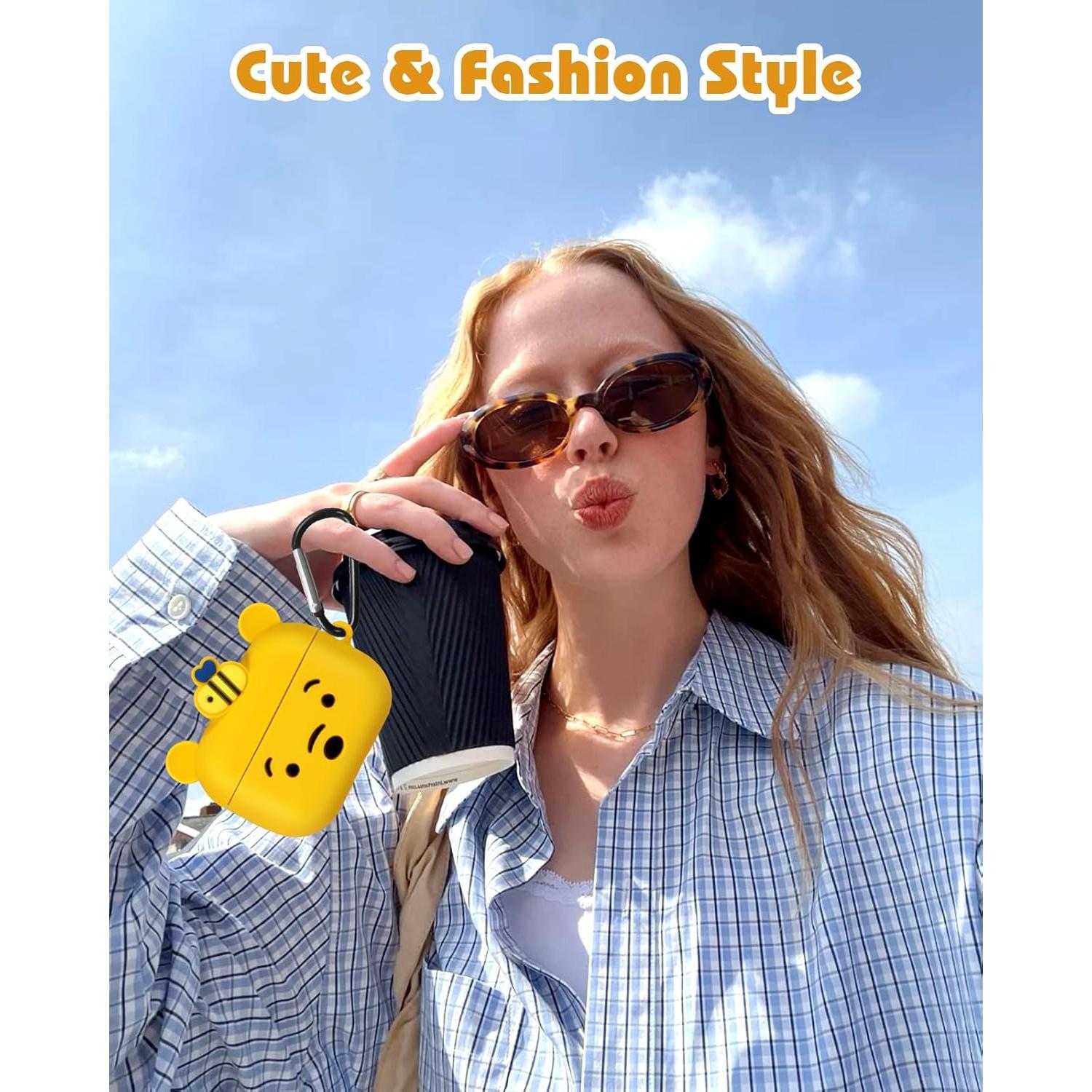 Funda de Silicona Boaretiu Oso Kawaii Amarillo para AirPods Pro
