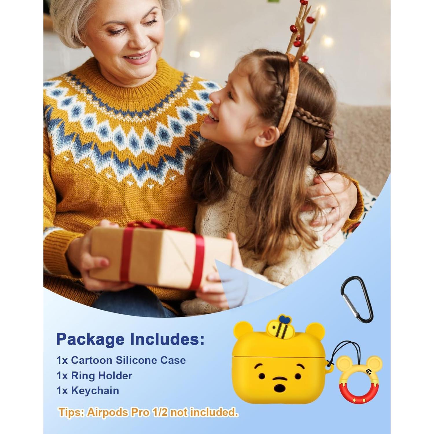 Funda de Silicona Boaretiu Oso Kawaii Amarillo para AirPods Pro