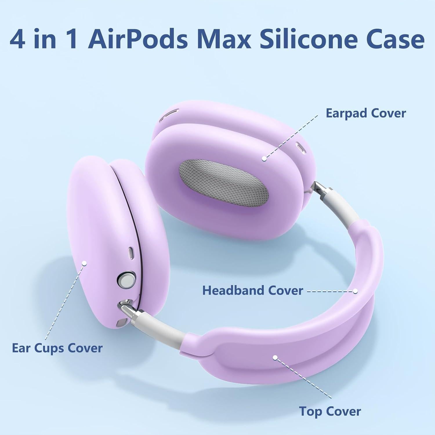 Funda de Silicona 4 en 1 para AirPods Max USB-C 2024 Púrpura