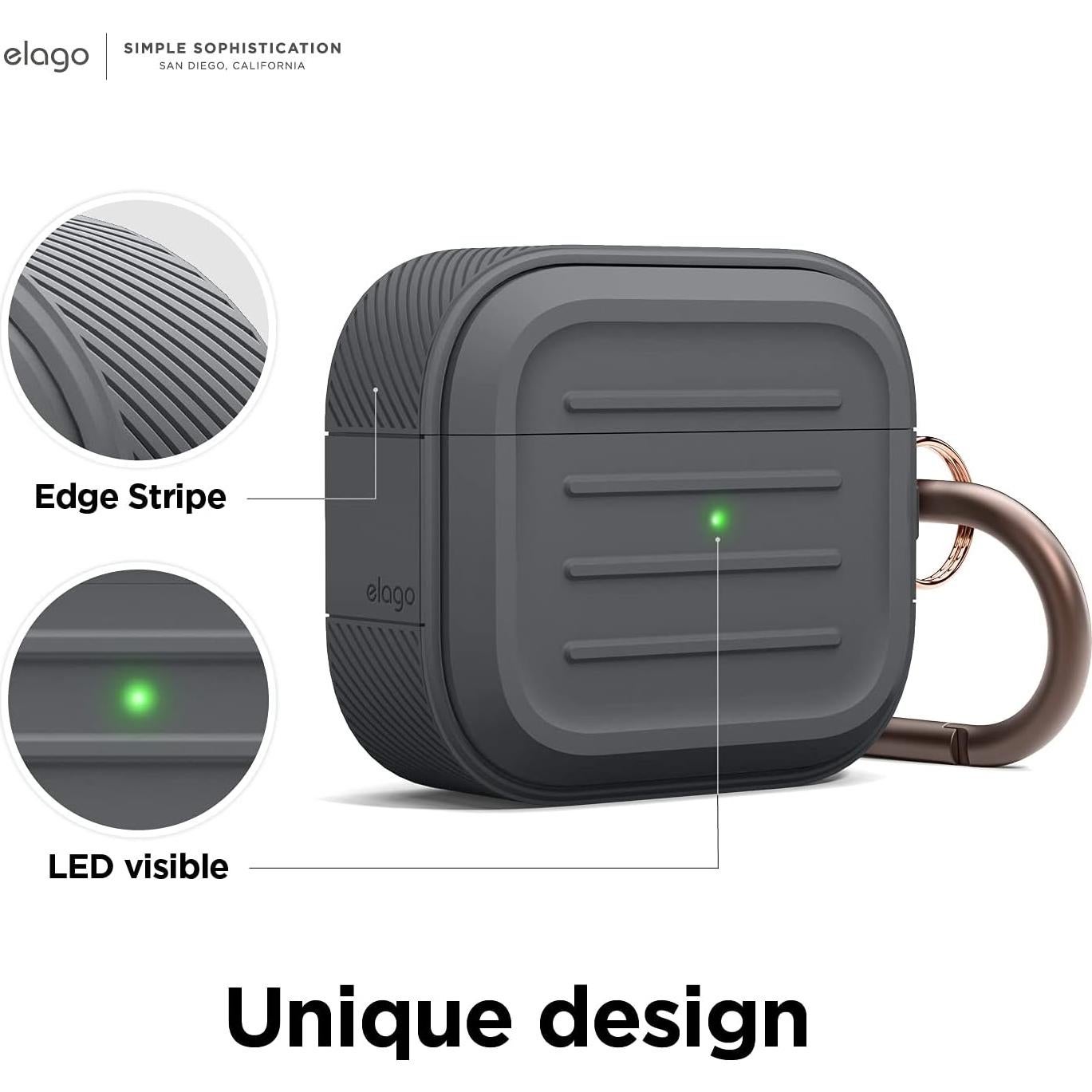 Estuche de Silicona elago Armor para AirPods 3ra Gen Gris