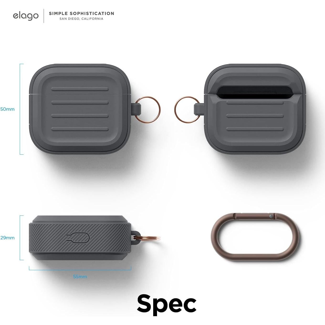 Estuche de Silicona elago Armor para AirPods 3ra Gen Gris