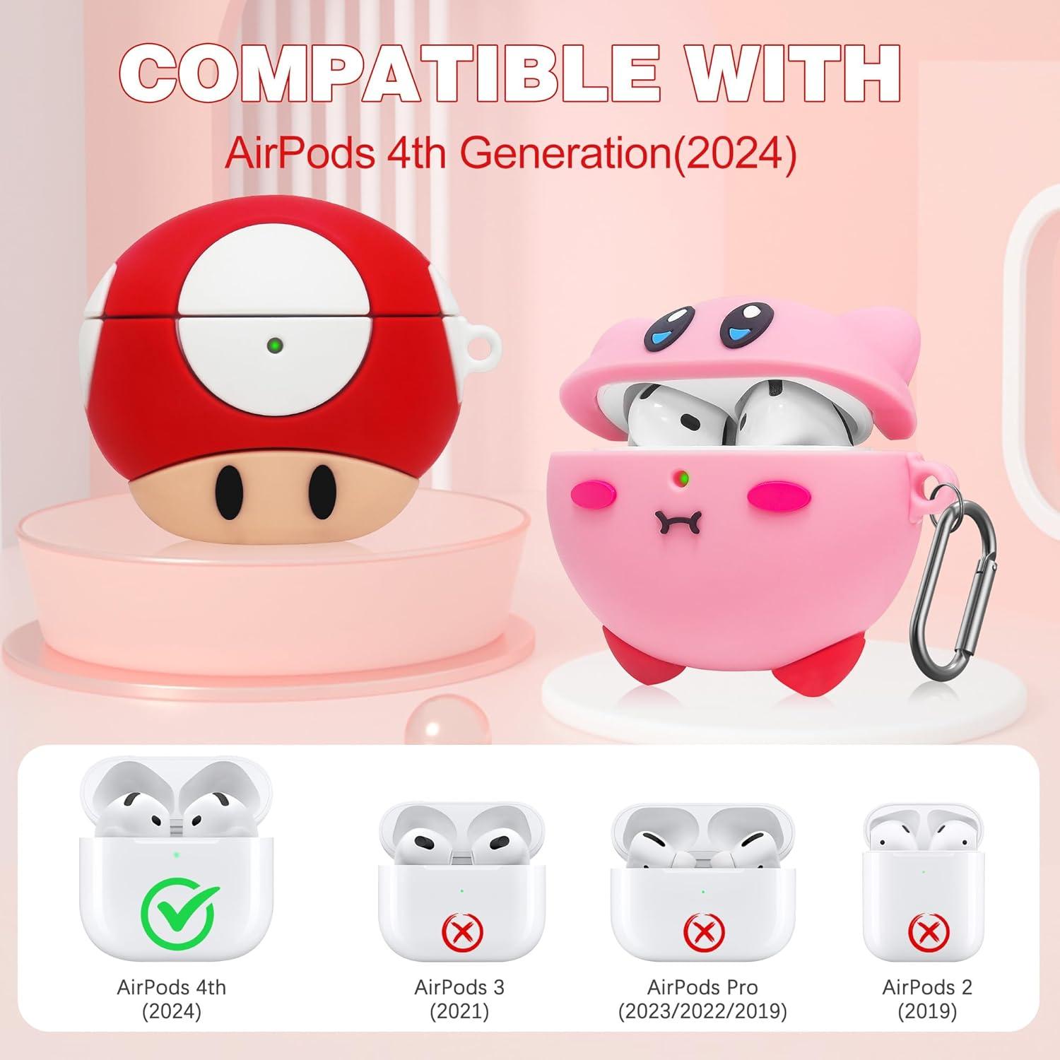 Funda Protectora de Silicona para AirPods 4ta Gen Rosa y Rojo