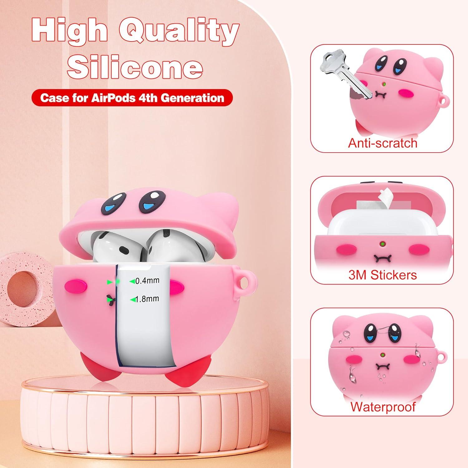 Funda Protectora de Silicona para AirPods 4ta Gen Rosa y Rojo