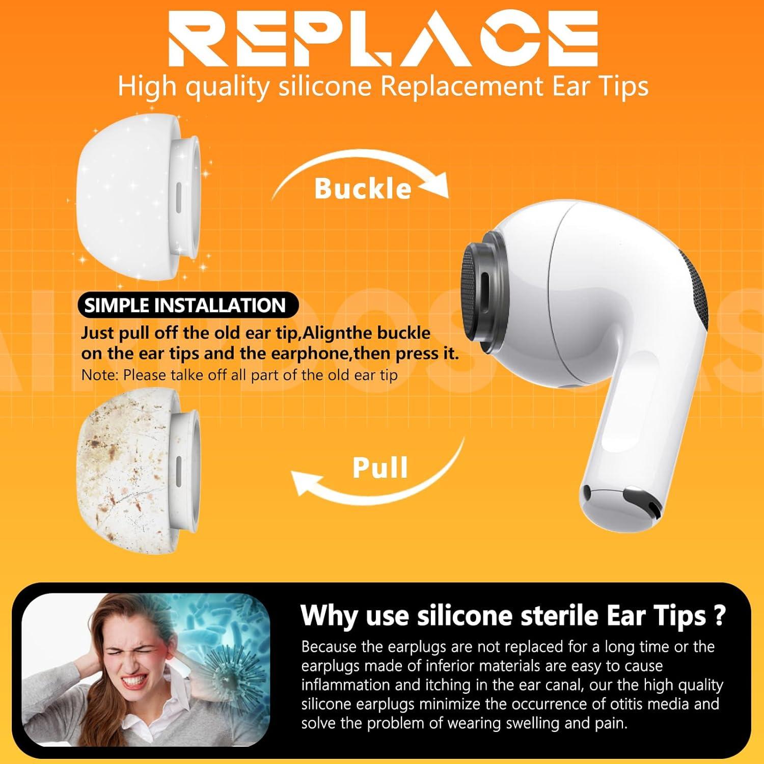 Consejos de Reemplazo para AirPods Pro Inesore - Tamaño M 4 Pares