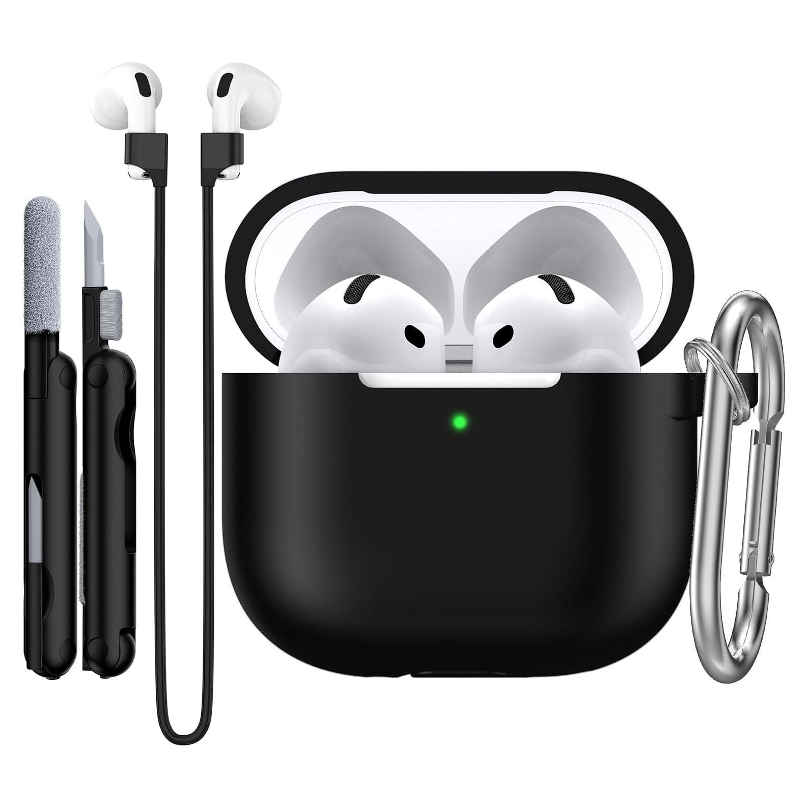 Funda Protectora Silicona RFUNGUANGO para AirPods 4ta Gen. Negra