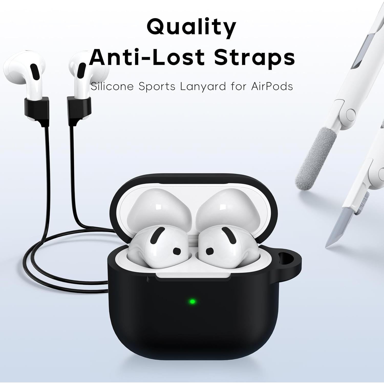 Funda Protectora Silicona RFUNGUANGO para AirPods 4ta Gen. Negra