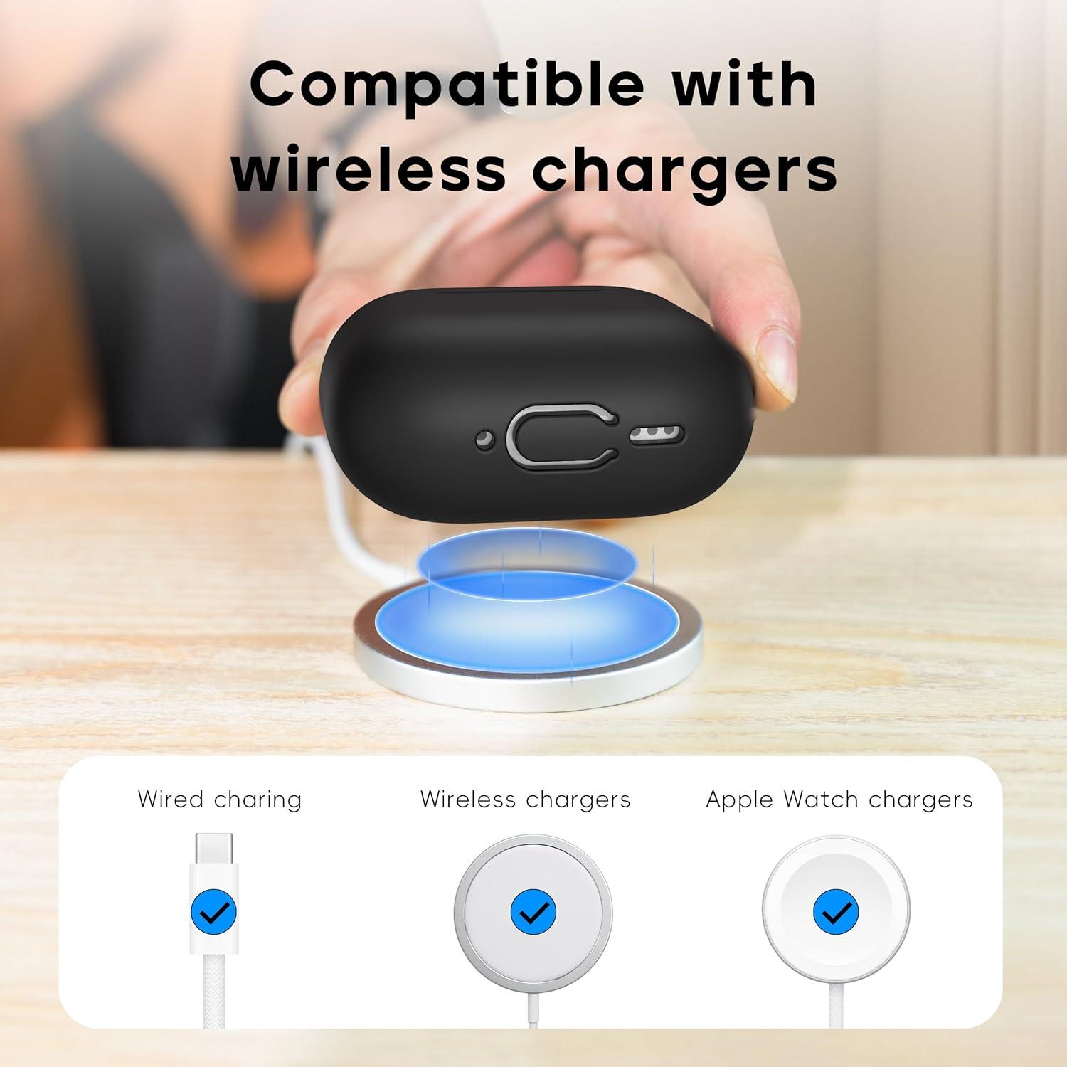 Funda Protectora Silicona RFUNGUANGO para AirPods 4ta Gen. Negra