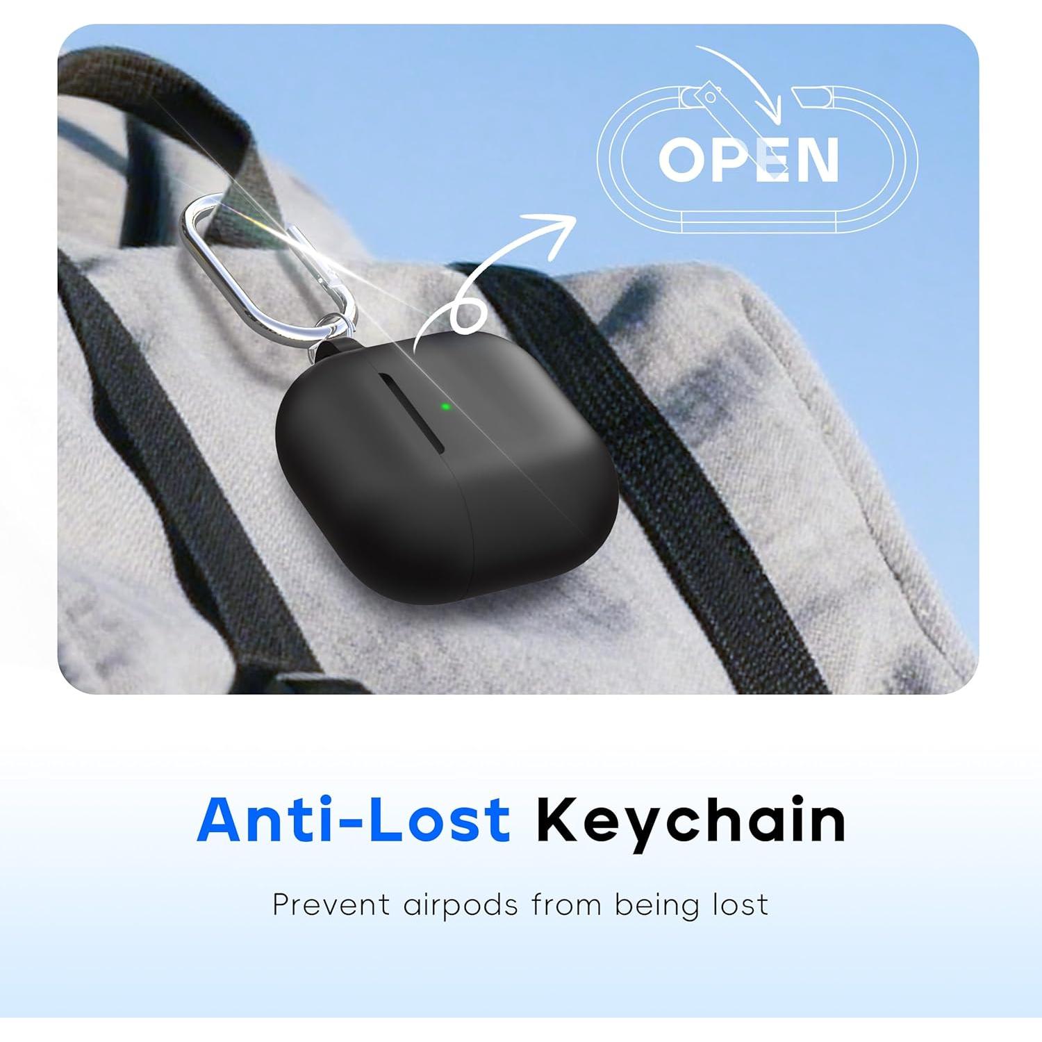 Funda Protectora Silicona RFUNGUANGO para AirPods 4ta Gen. Negra