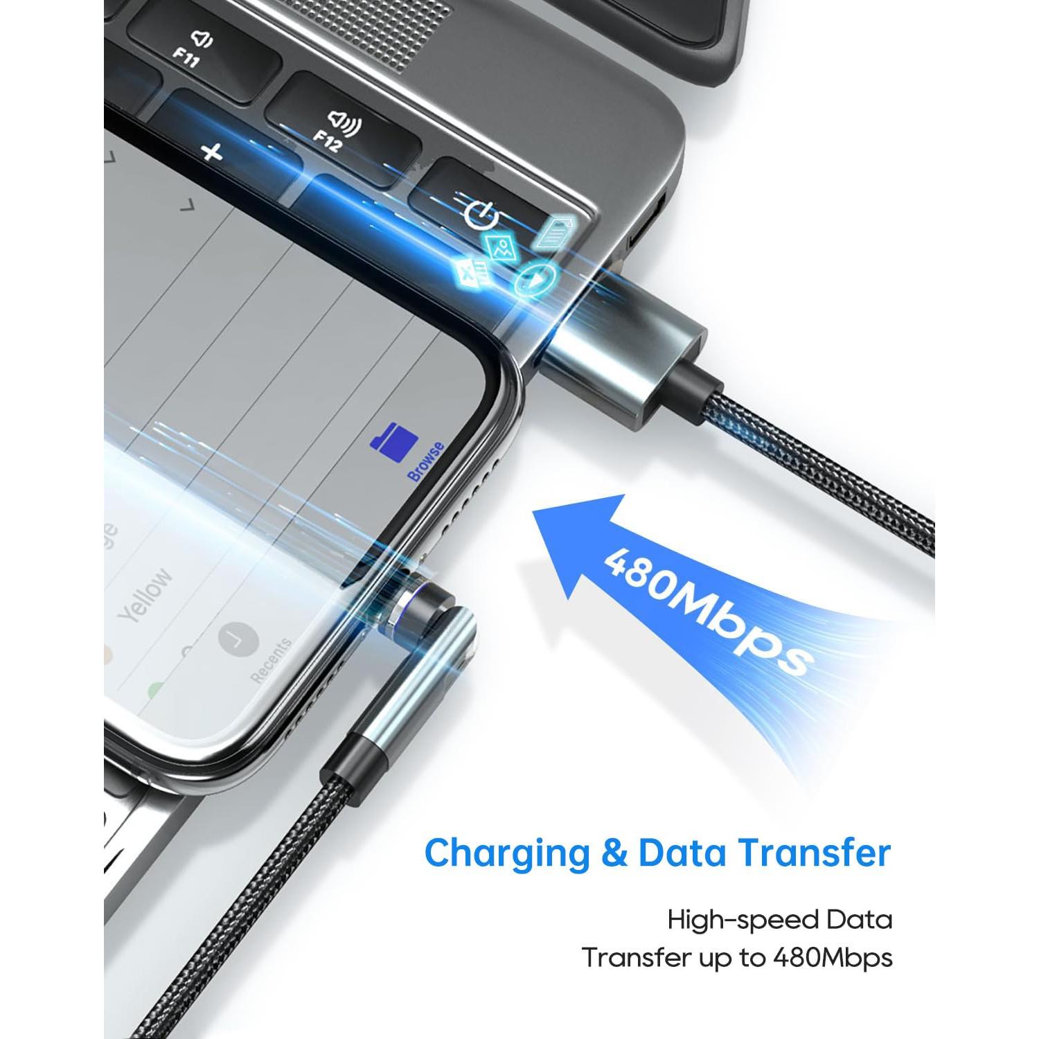 Cable de Carga Magnético Kuulaa 7PIN 3FT 2Pack Carga Rápida 3A