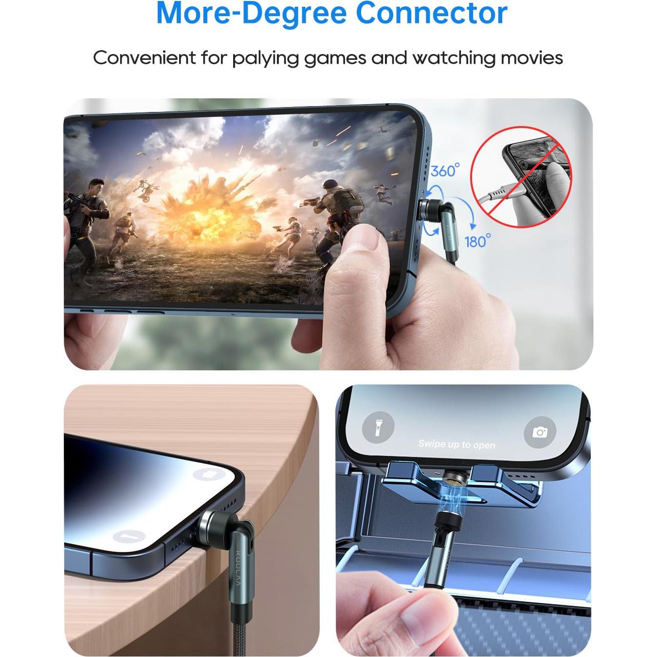 Cable de Carga Magnético Kuulaa 7PIN 3FT 2Pack Carga Rápida 3A