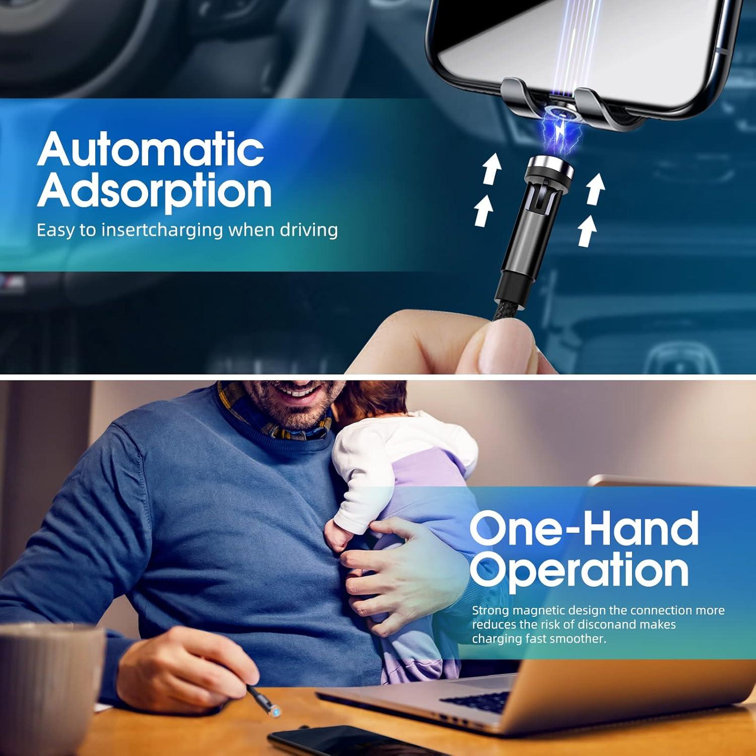 Cable de Carga Magnético 3-en-1 3.05m Negro - Keshow