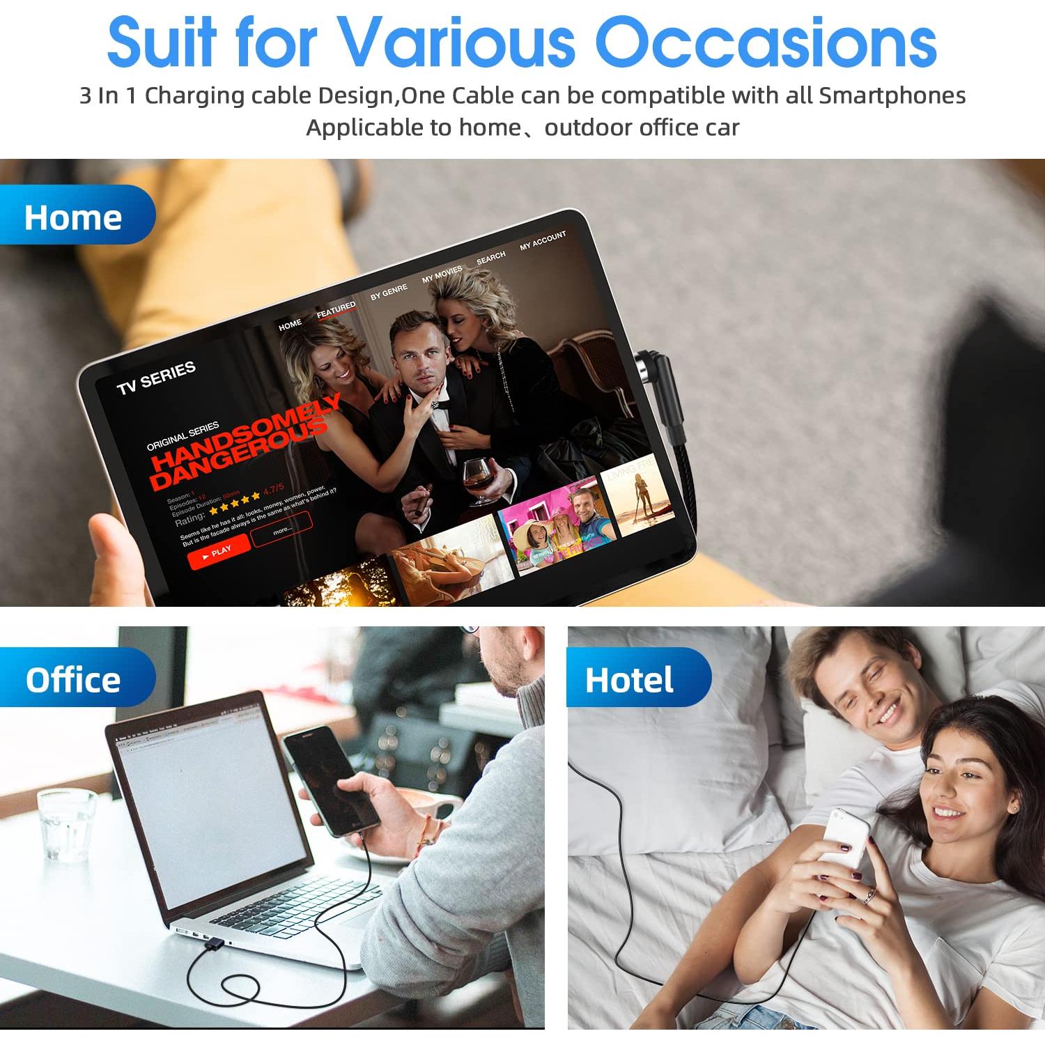 Cable de Carga Magnético 3-en-1 3.05m Negro - Keshow