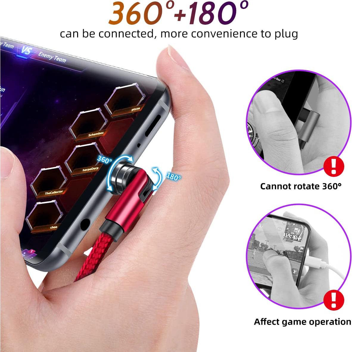 Cable de Carga Magnético 3 en 1 ANMONE 540° Rojo 2x3ft 2x6ft