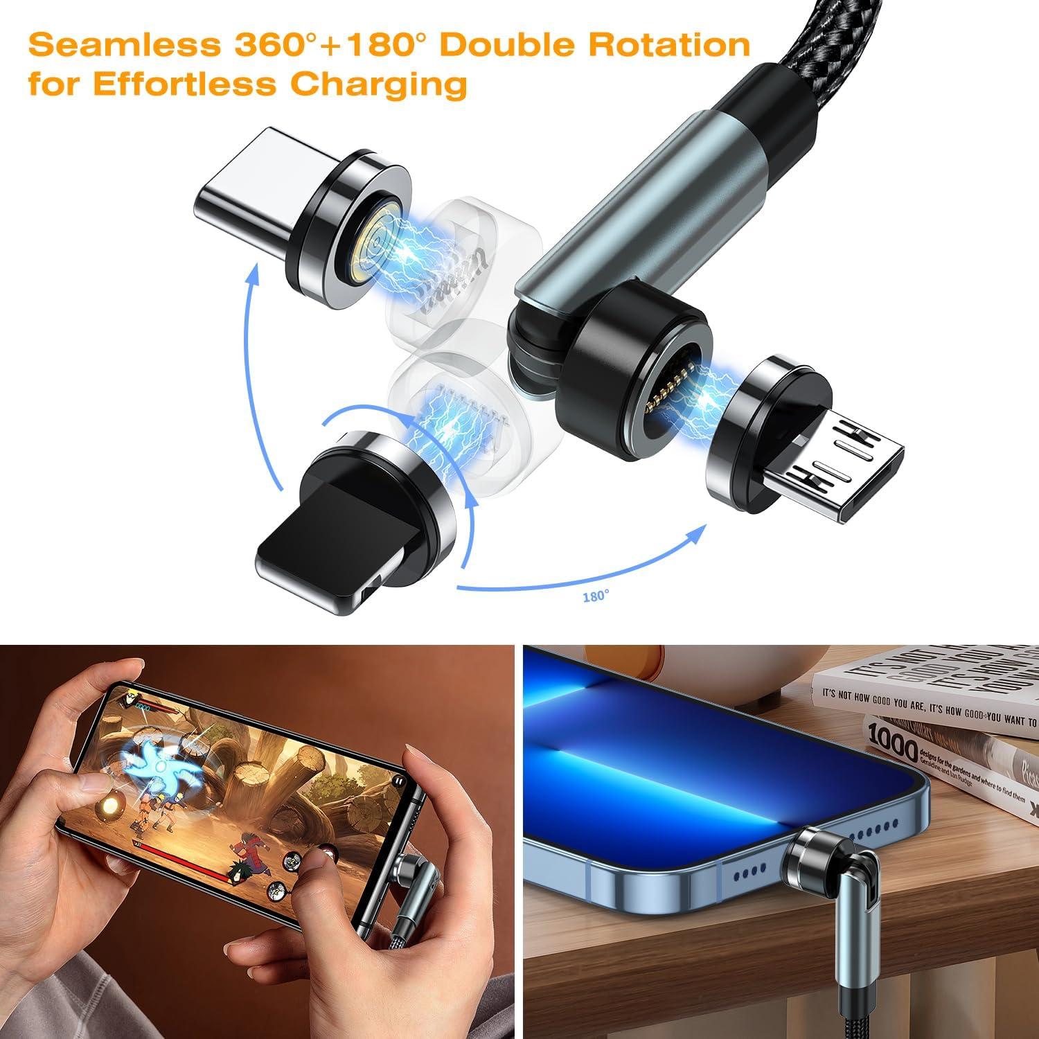 Cable de Carga Magnético 3 en 1 Kauzon 1m 3A USB Tipo C