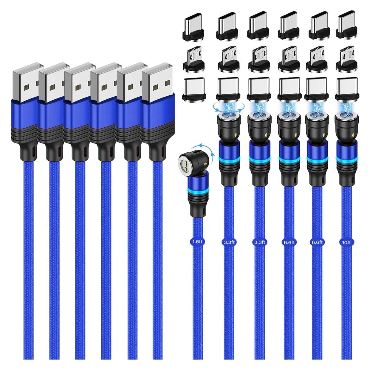 Cable de Carga Magnético 3 en 1 Losuesme 6 Piezas 3A