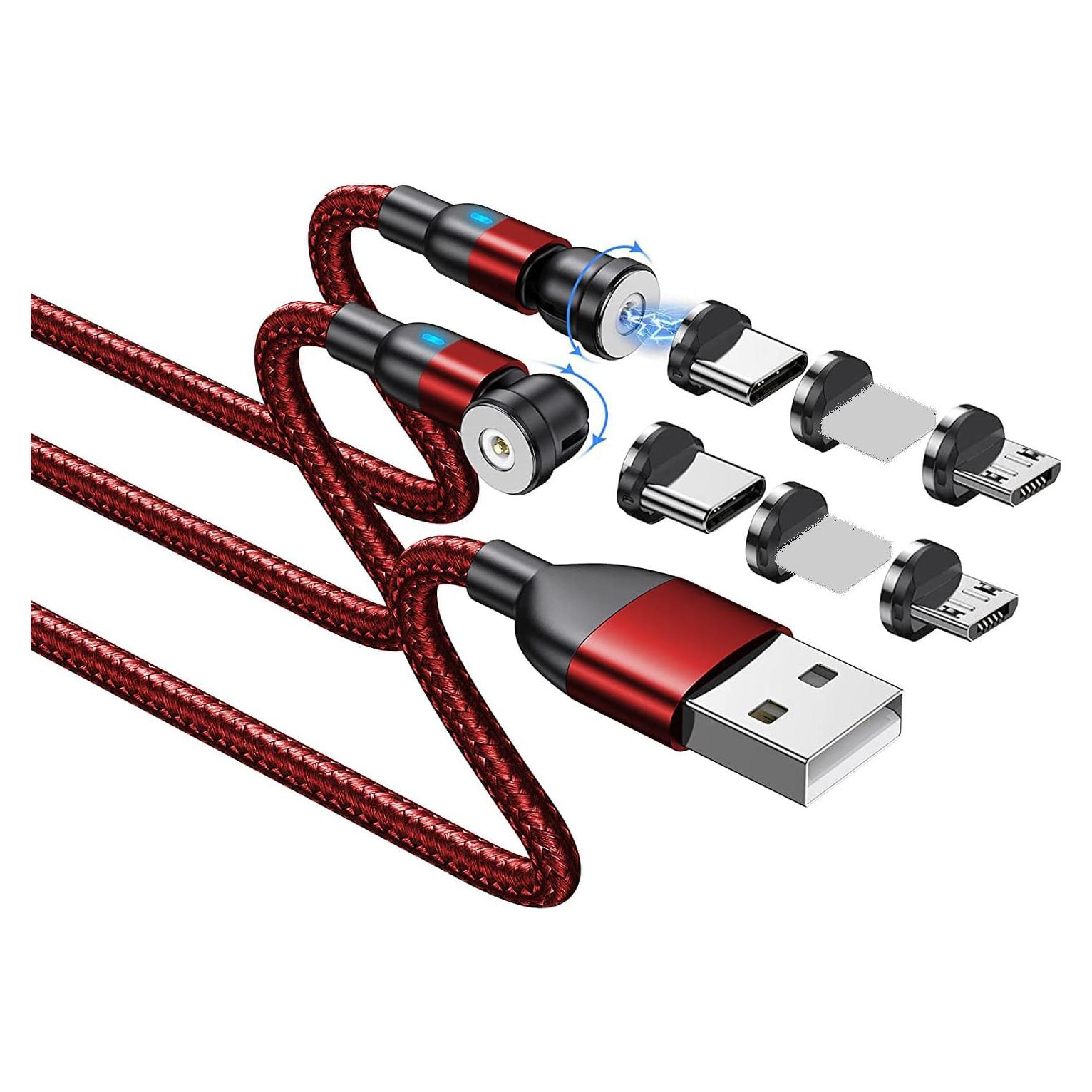 Cable de Carga Magnético 2-Pack Bithai 1m con Luz LED