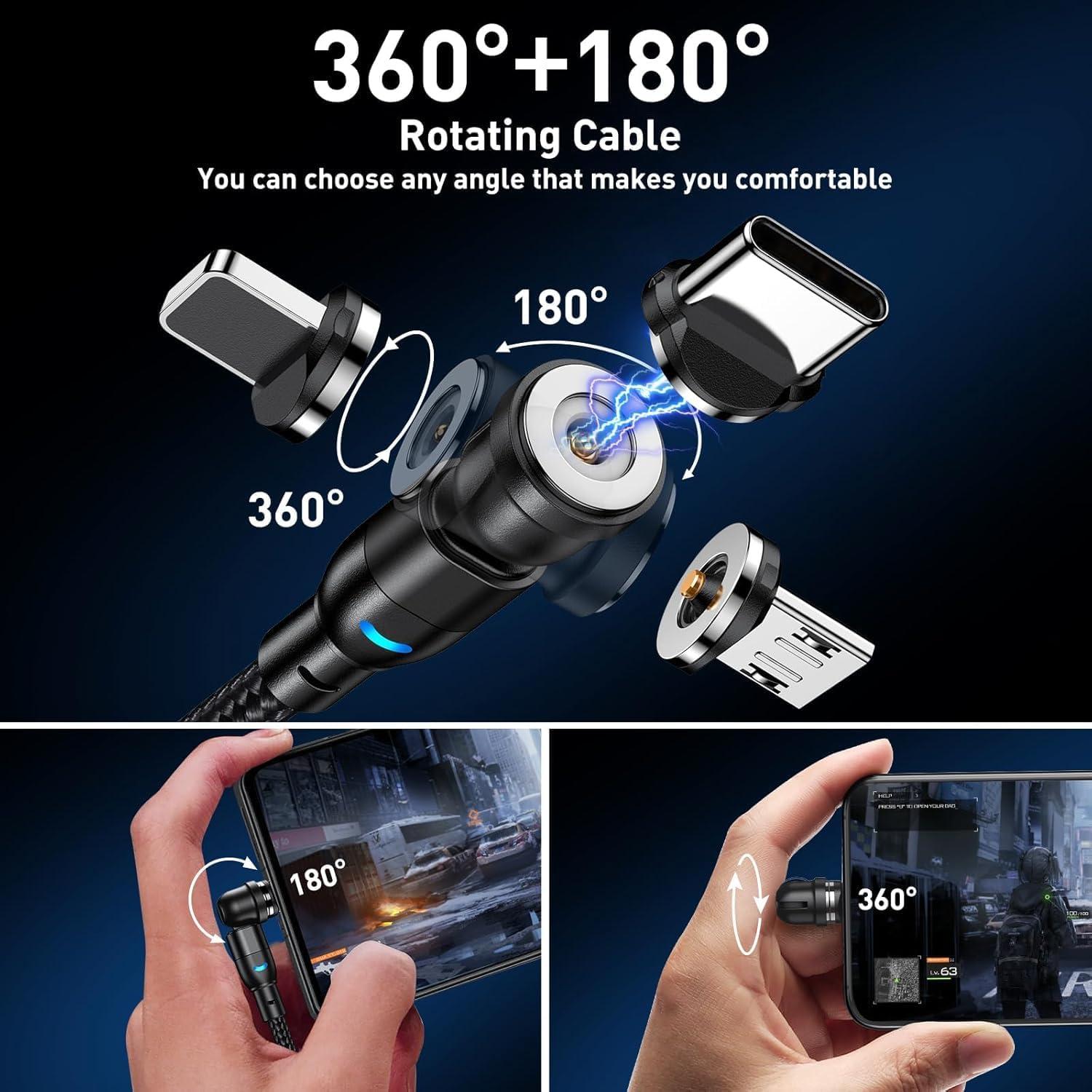 Cable de Carga Magnético 3 en 1 Bojianxin - 7 Piezas 0.5m a 3m