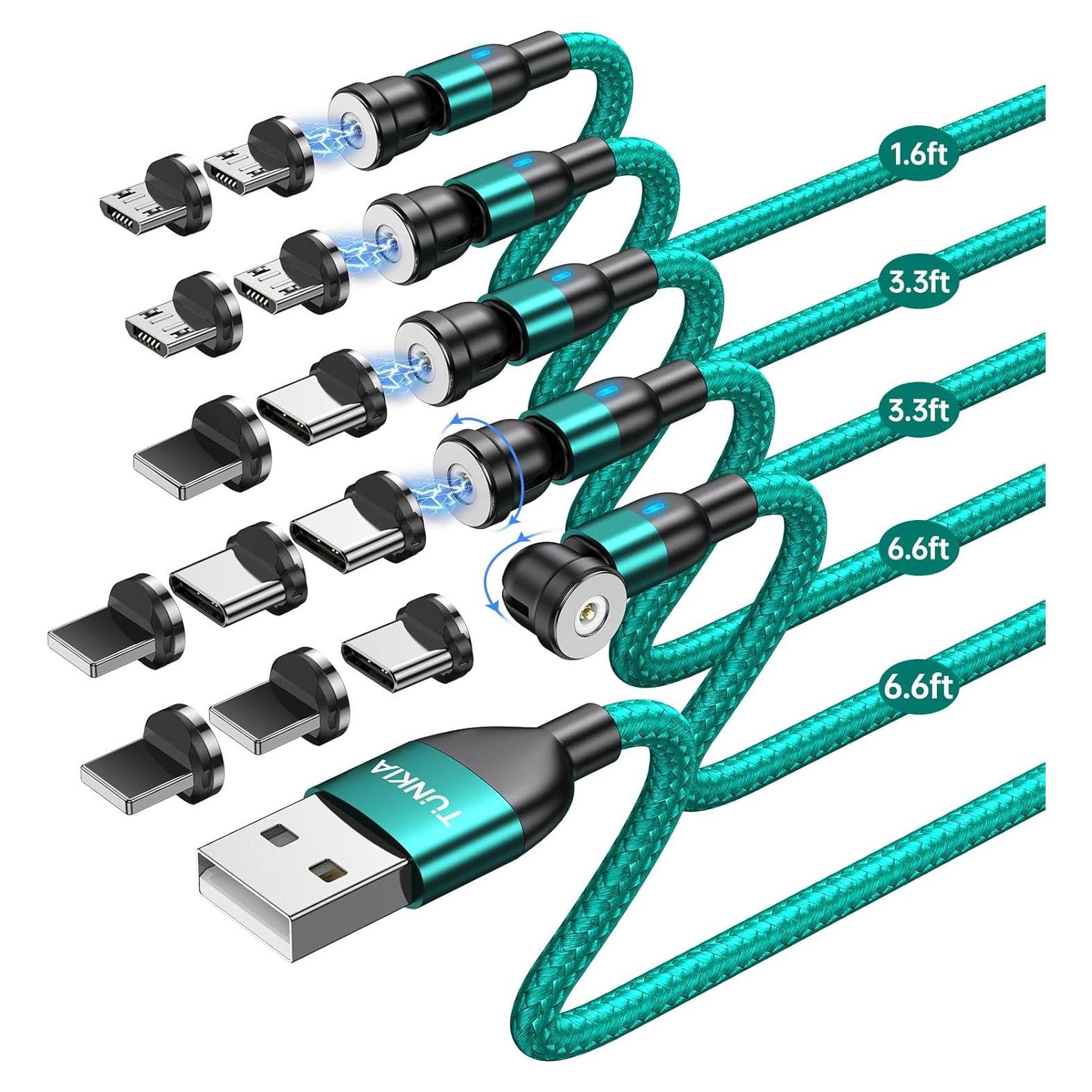 Cable de Carga Magnético TUNKIA 4 en 1 USB C 1m/2m Nylon
