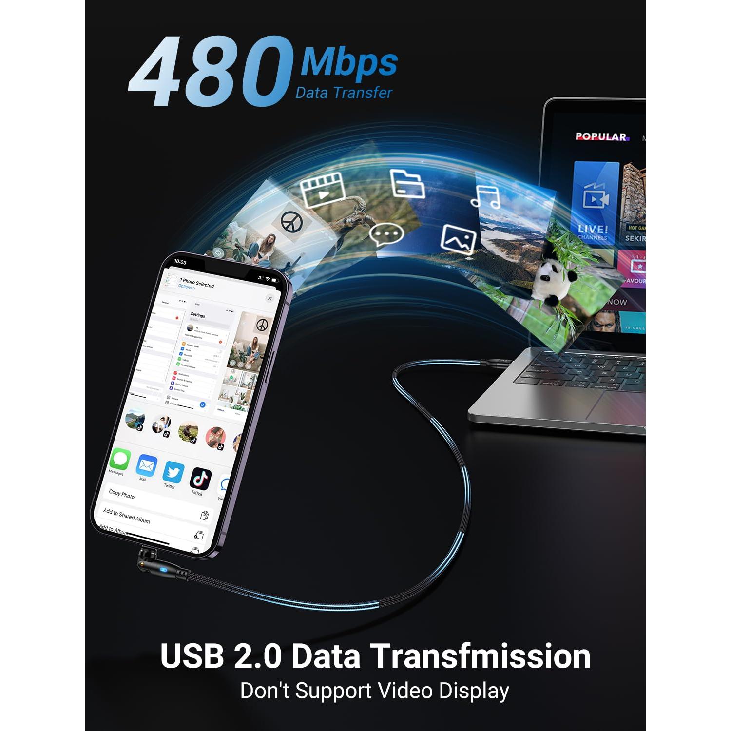 Cable de Carga Magnético A.S Gen3 1m/2m 3 en 1 USB C/Micro-USB/iProduct