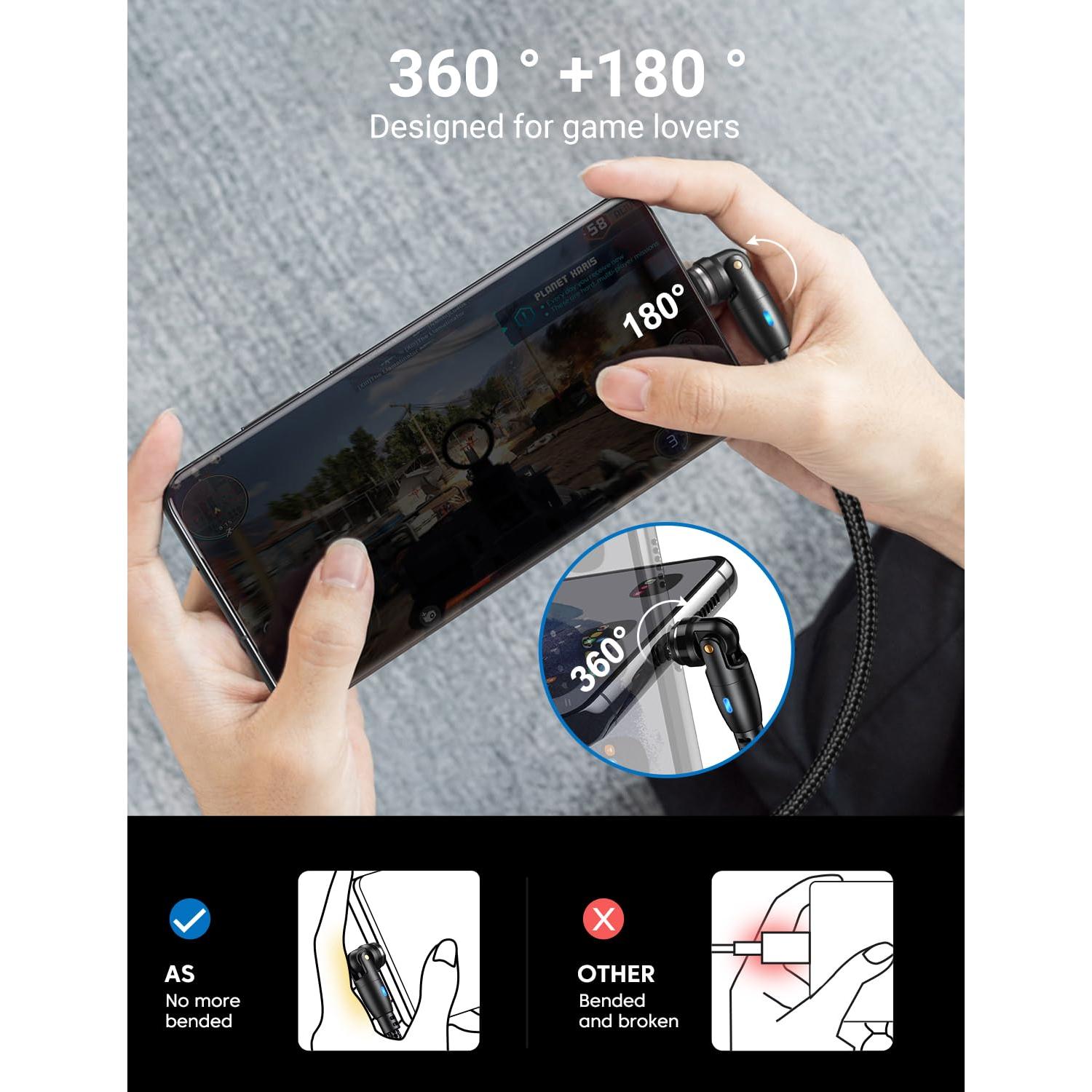 Cable de Carga Magnético A.S Gen3 1m/2m 3 en 1 USB C/Micro-USB/iProduct