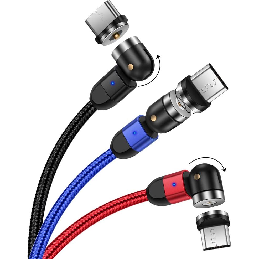 Cable de Carga Magnético 3 en 1 VKEFICEA 1-3m Nylon Azul