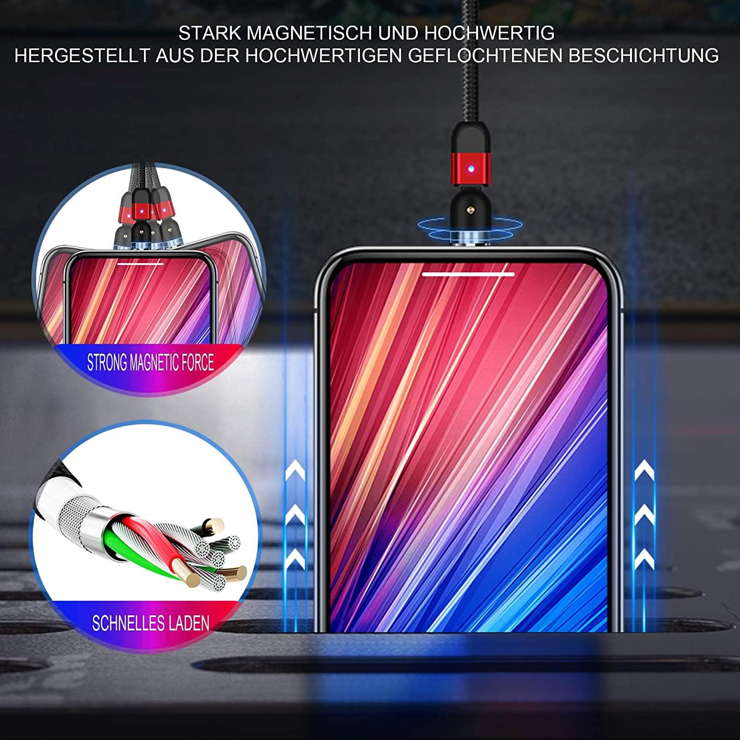 Cable de Carga Magnético 3 en 1 VKEFICEA 1-3m Nylon Azul