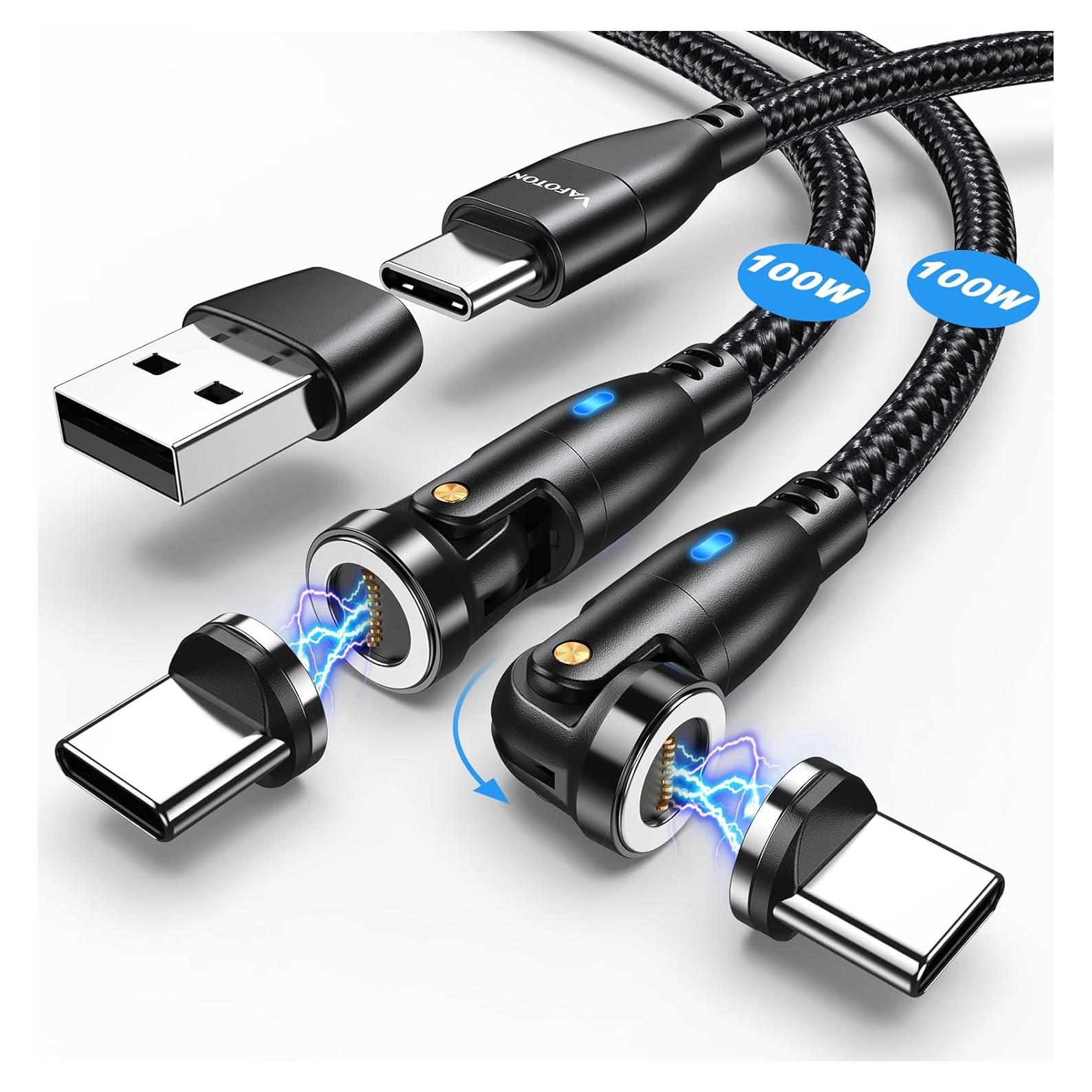Cable de carga magnético USB C VAFOTON 100W 2Pack 1m 1.83m