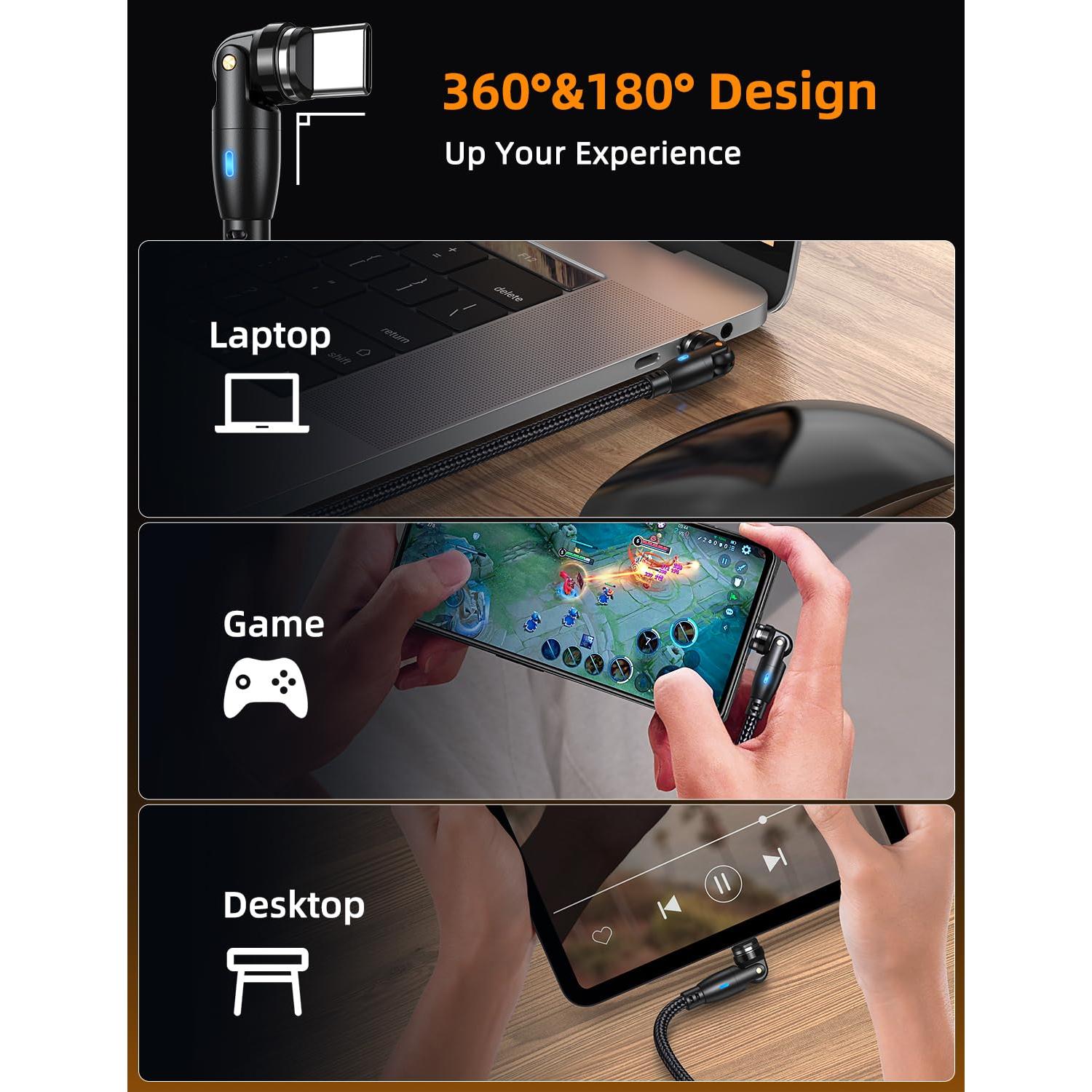 Cable de carga magnético USB C VAFOTON 100W 2Pack 1m 1.83m