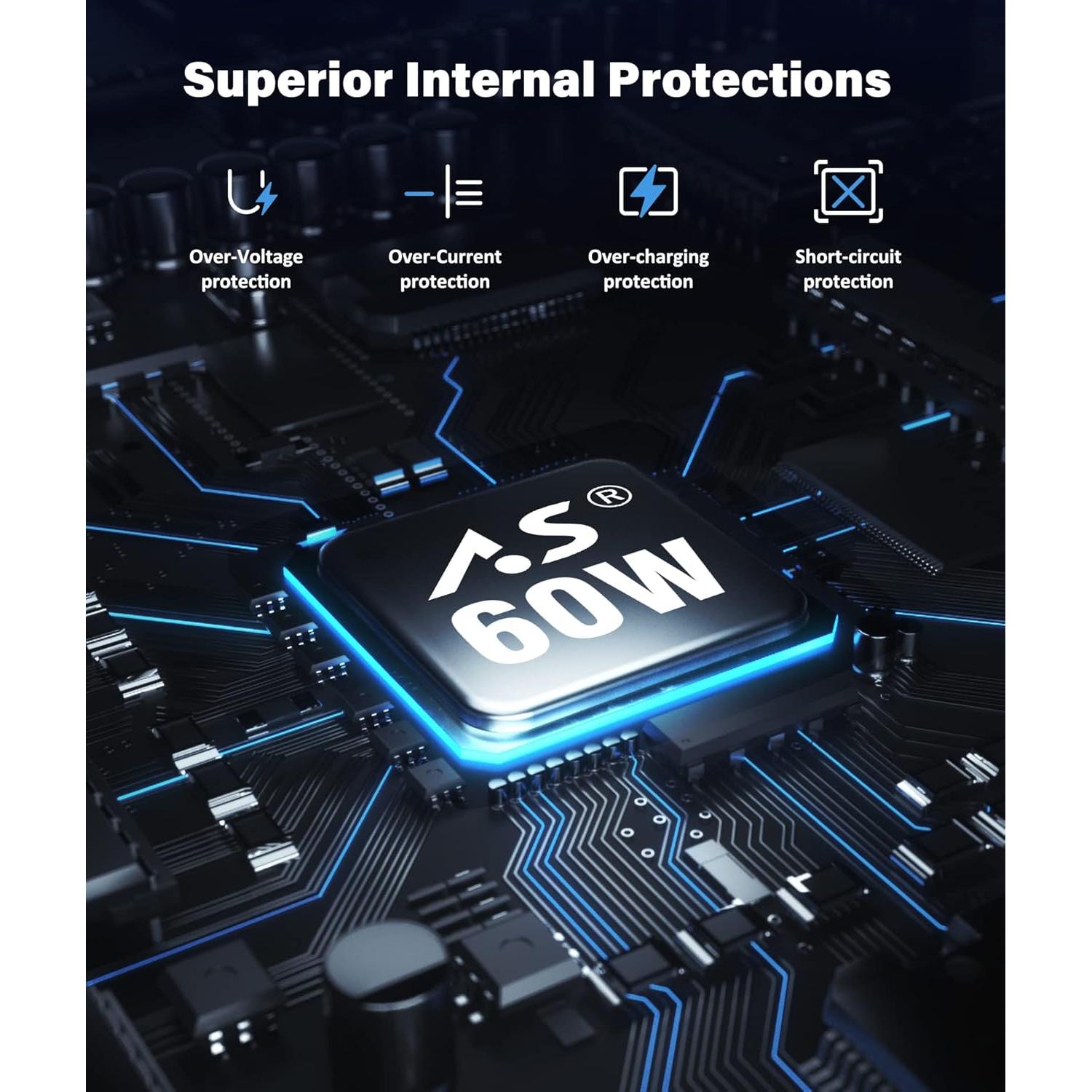 Cable de Carga Magnético A.S 60W USB C 3 Unidades 0.91m/2.01m