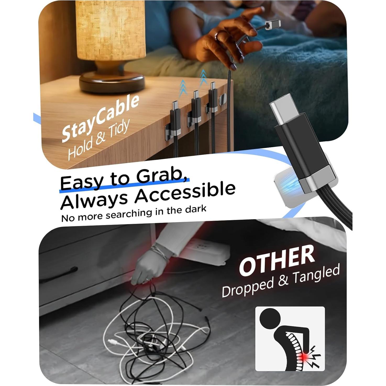 Cable USB A a C Magnético 1.0M StayCable Carga Rápida