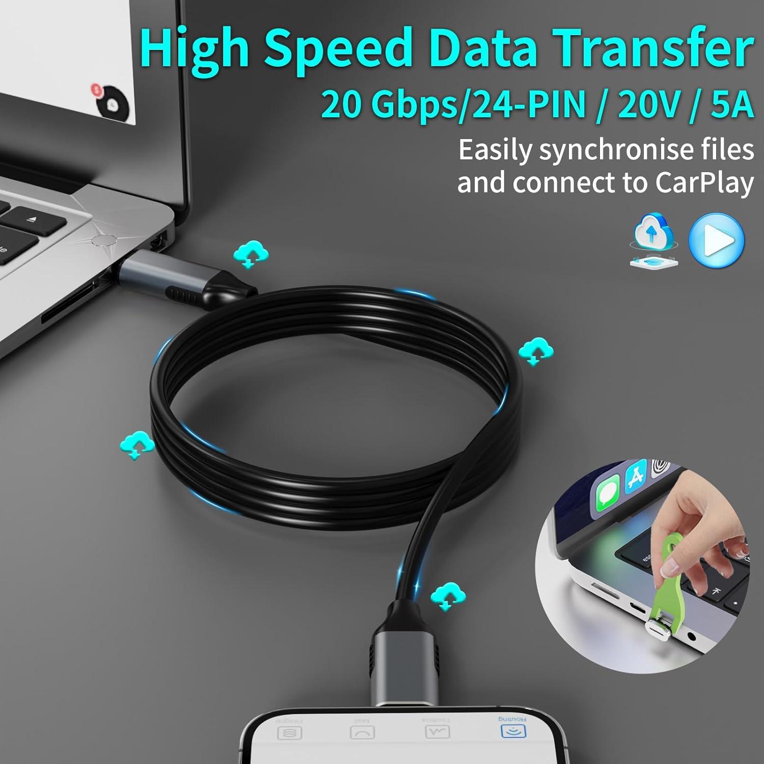 Cable Magnético Thunderbolt 3 100W 1.5M 20Gbps 4K 3C'S