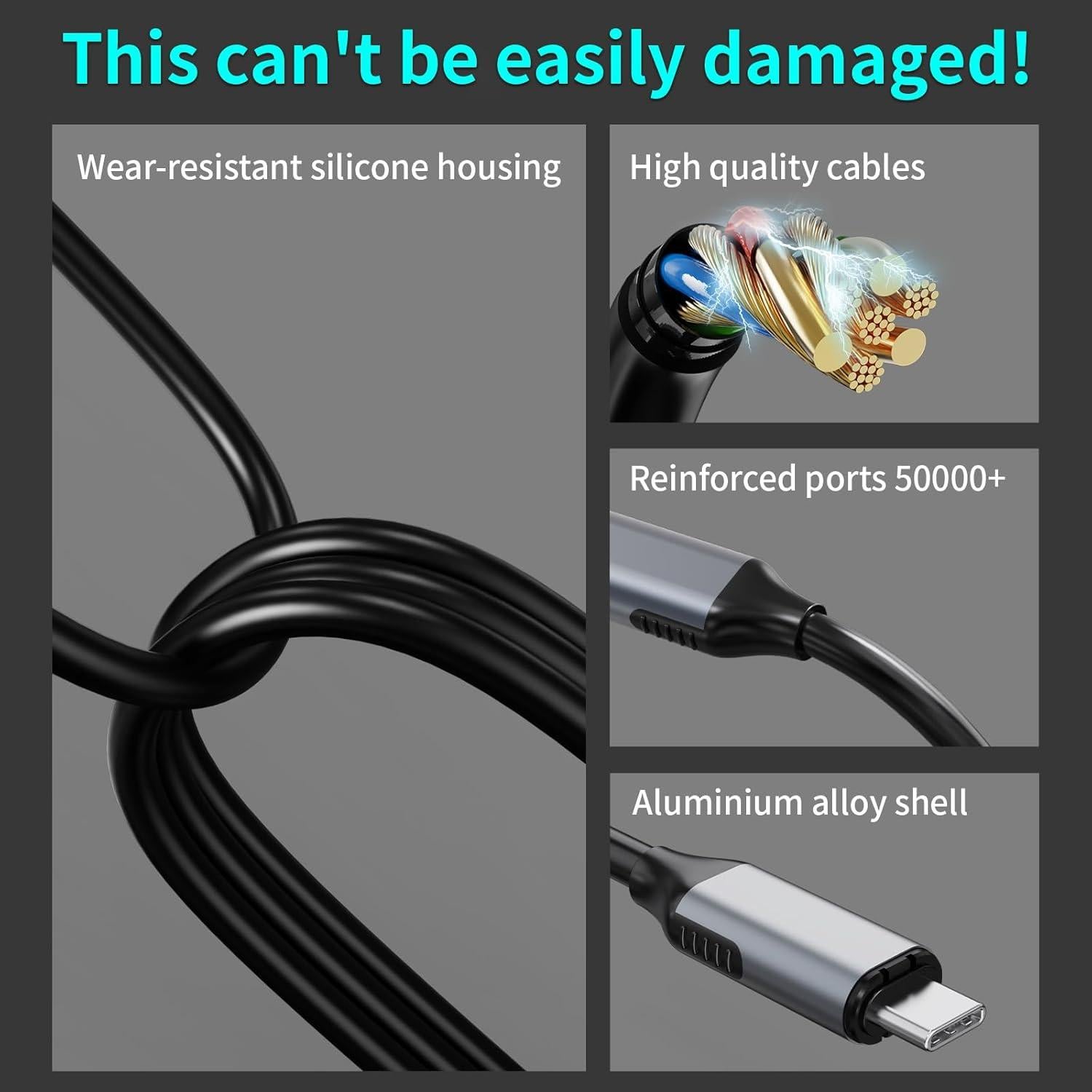 Cable Magnético Thunderbolt 3 100W 1.5M 20Gbps 4K 3C'S