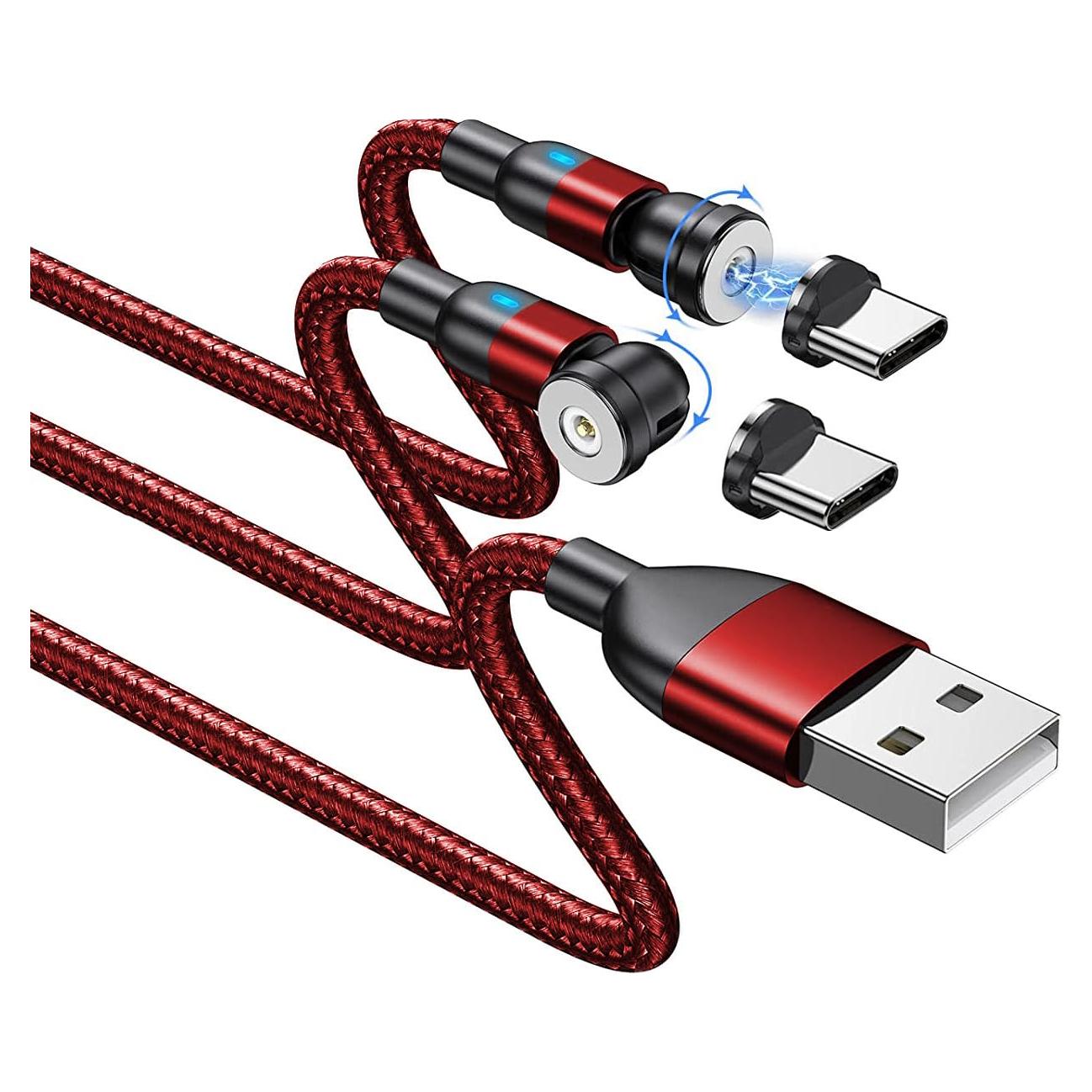 Cable de Carga Magnético Bithai 1.0m 2 Pack 2.4A USB C