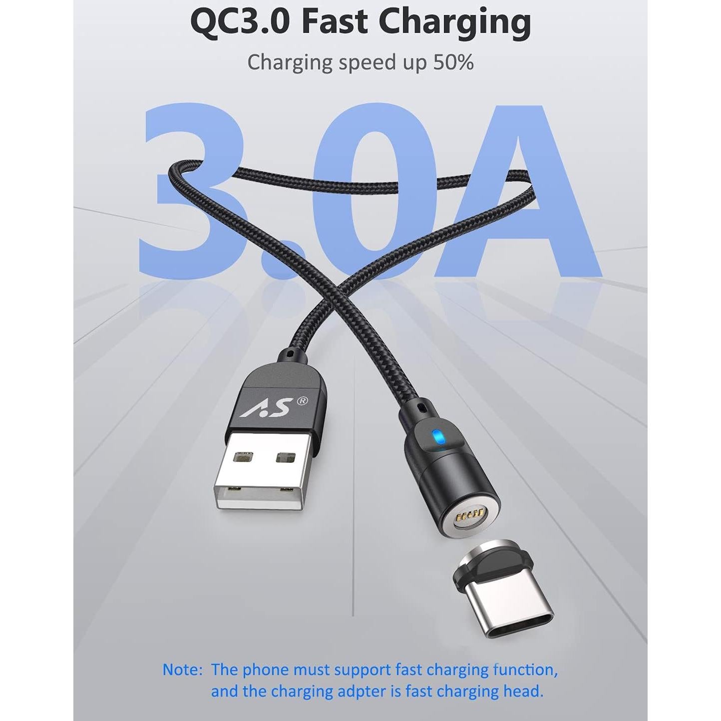 Cable de Carga Magnético A.S Gen2 1m y 2m Carga Rápida